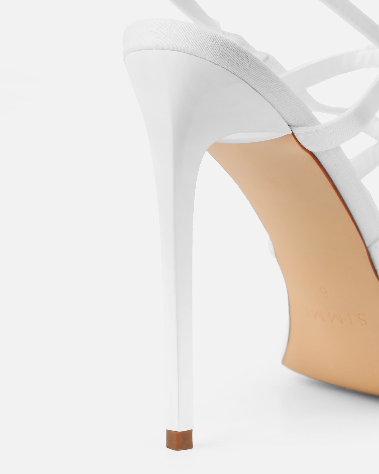 Macenna White Lycra Heeled Sandals | SIMMI London