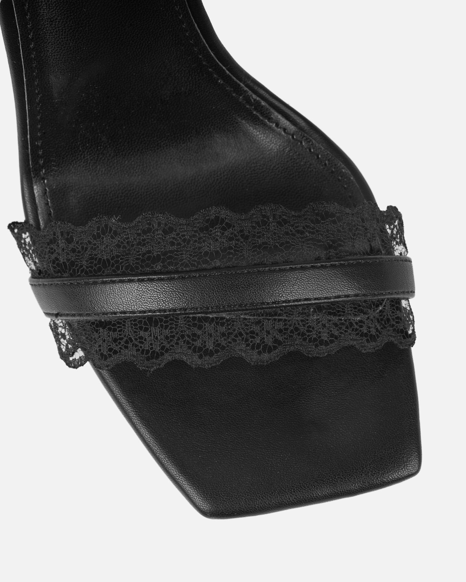 Miko Black Lace Spiral Heeled Sandals | SIMMI London