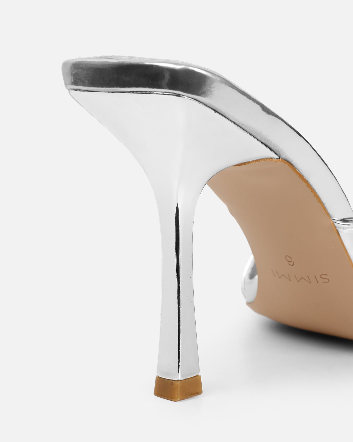 Danique Silver Mirror Mules | SIMMI London