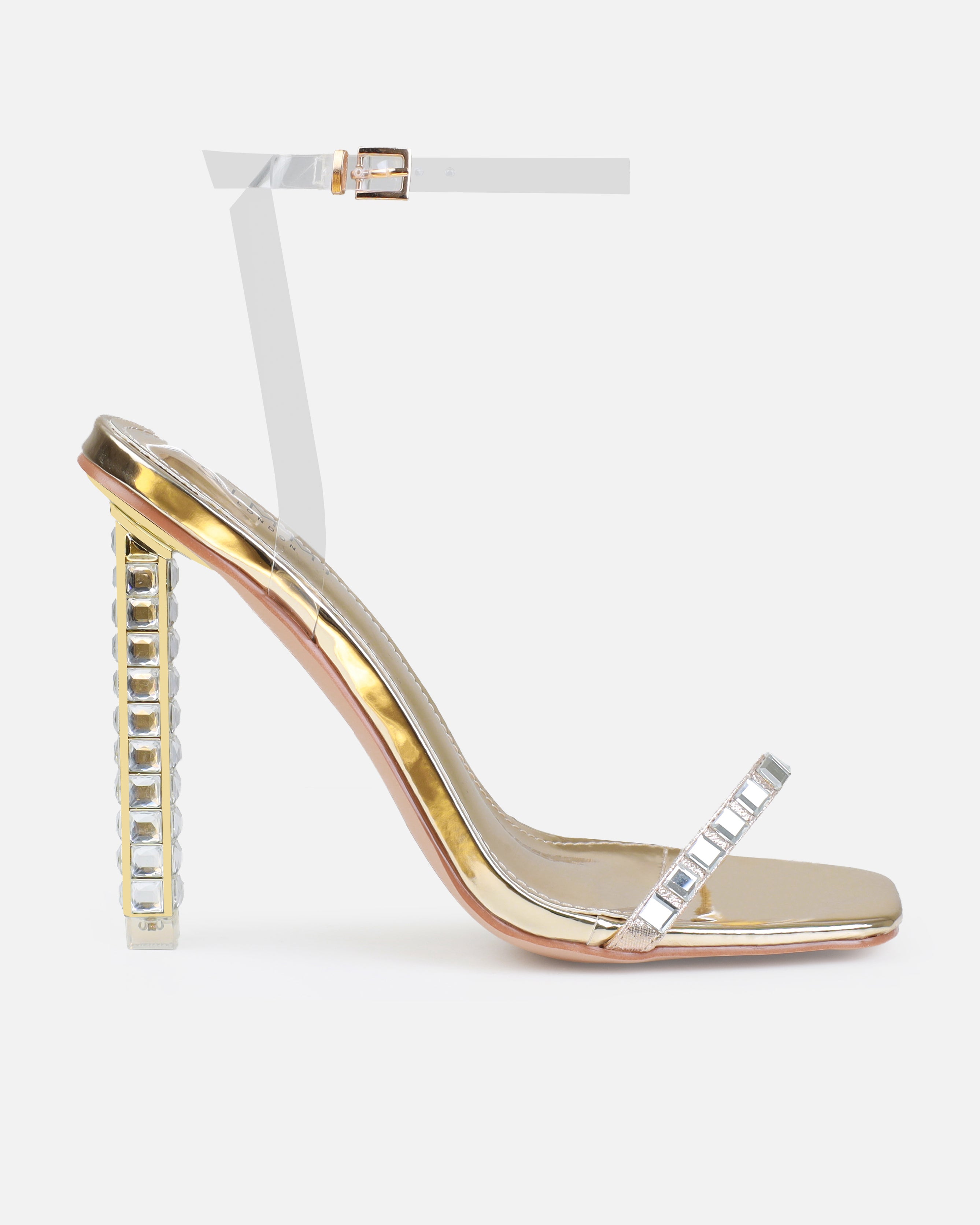 Maey Gold Clear Gem Stiletto Heels | SIMMI London