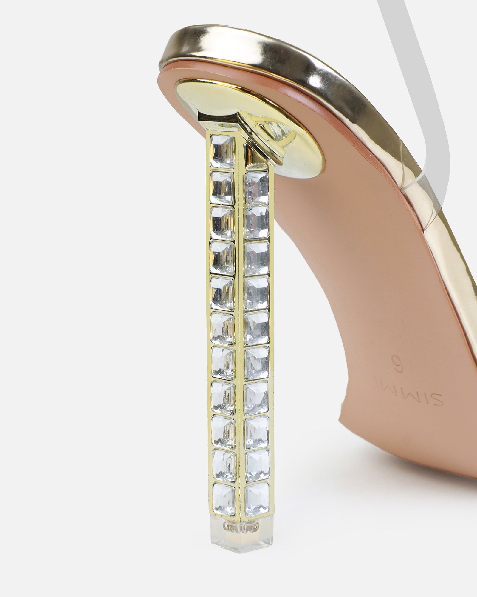 Maey Gold Clear Gem Stiletto Heels | SIMMI London