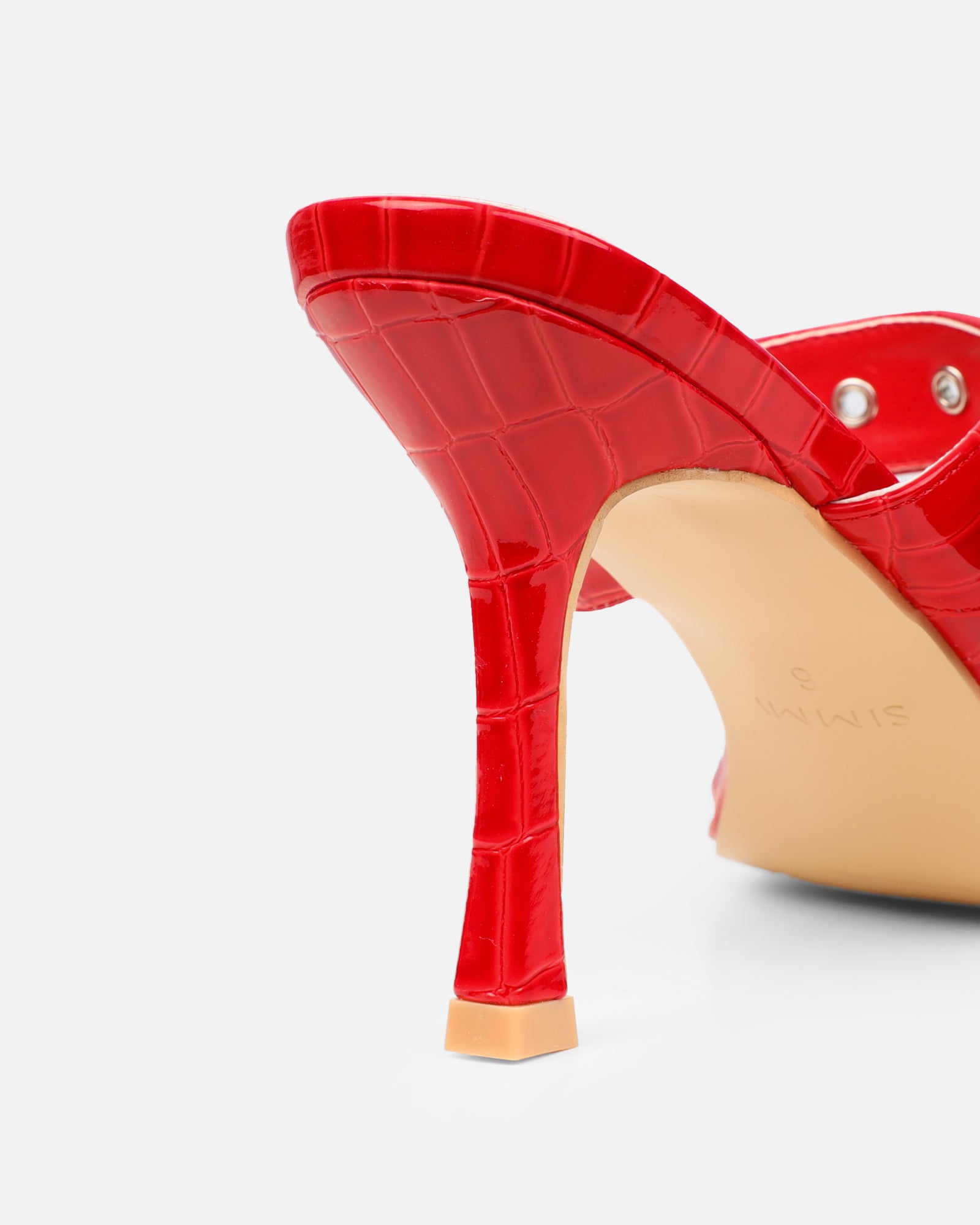 Magdalena Red Faux Croc Print Heeled Sandals | SIMMI London