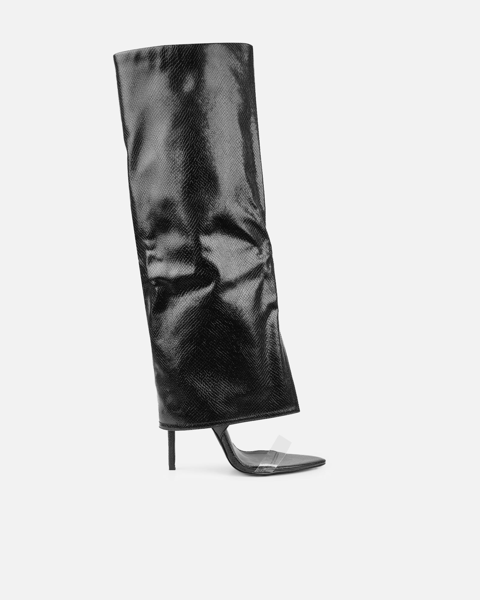 Makita Black Faux Snake Effect Stiletto Heeled Sandals | SIMMI London