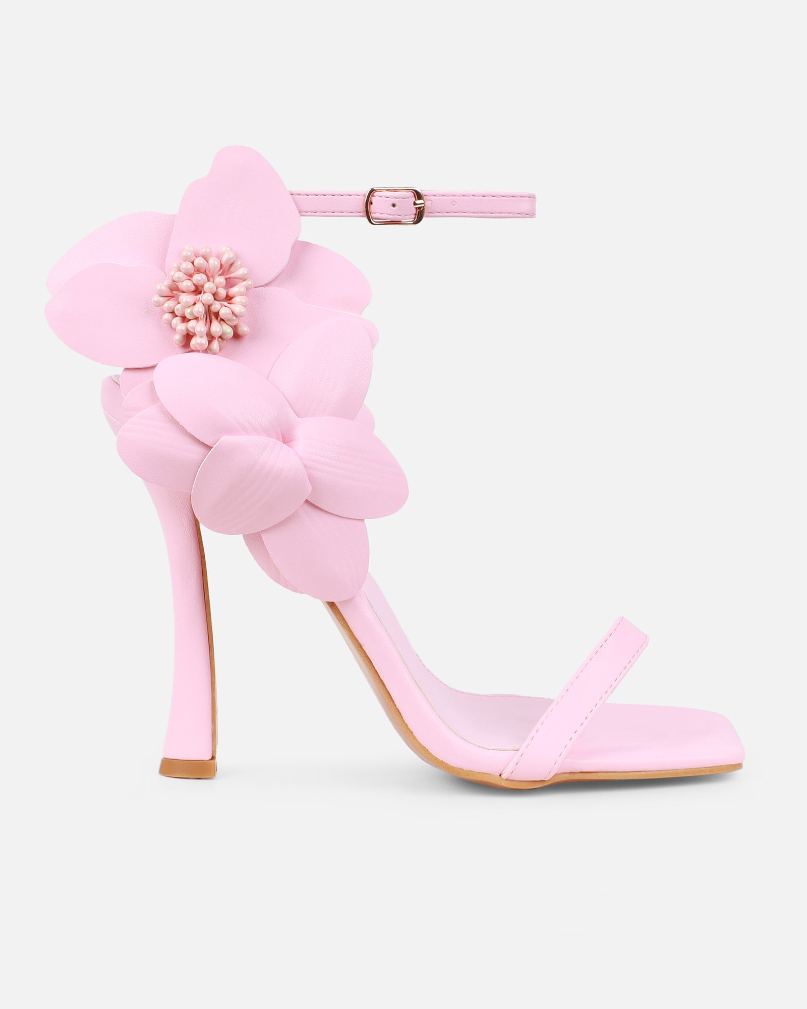 Maldive Baby Pink Flower Heeled Sandals | SIMMI London
