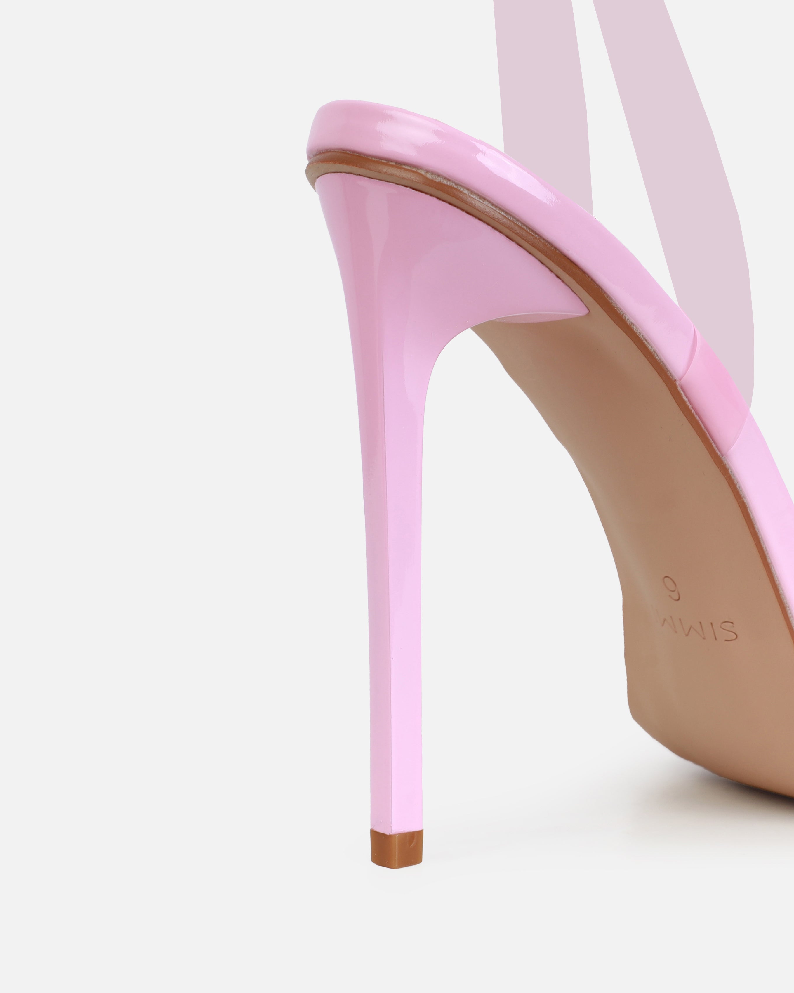 Malli Pink Clear Diamante Bow Slingback Court Heels | SIMMI London