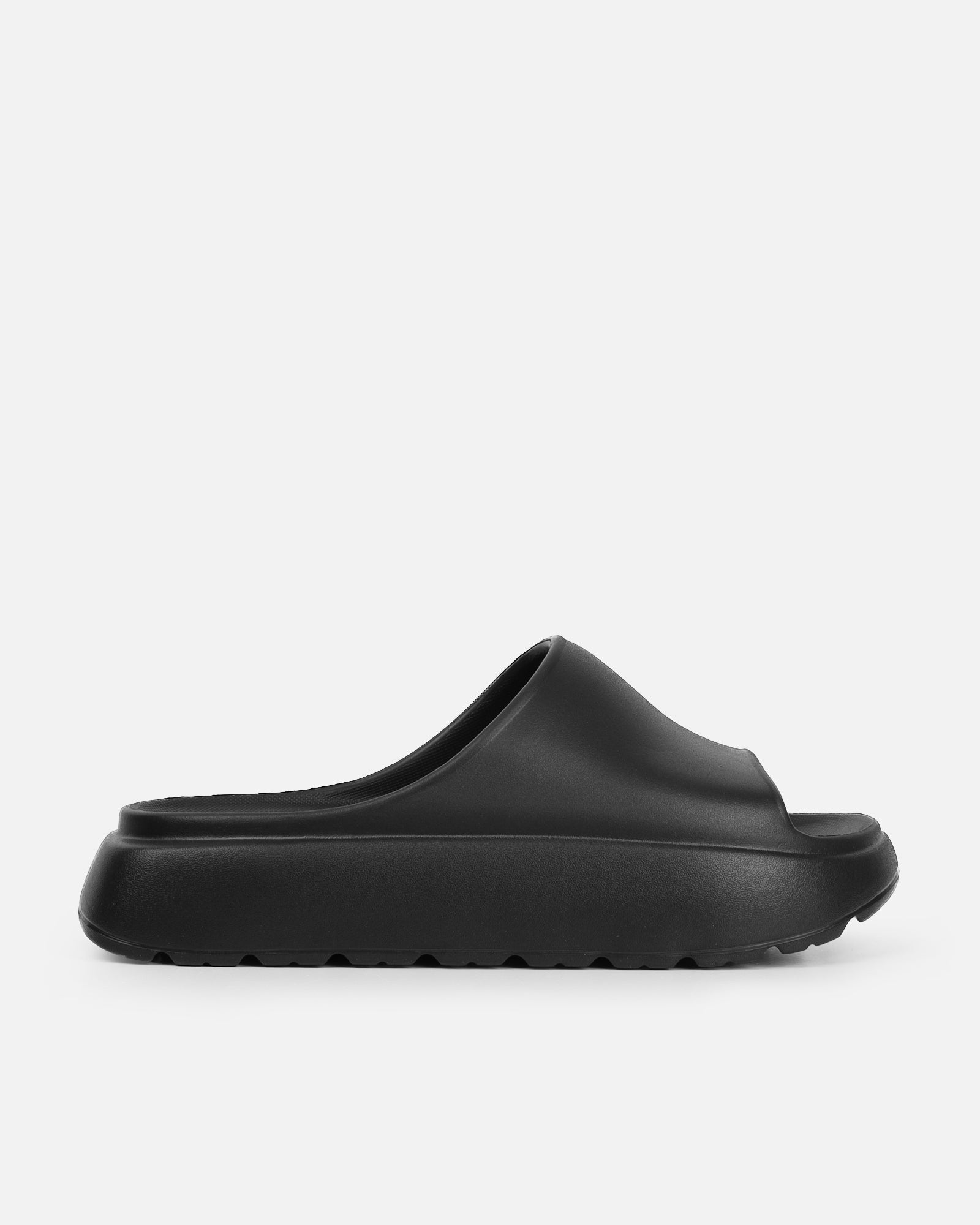 Malu black flatform chunky moulded sliders | SIMMI London