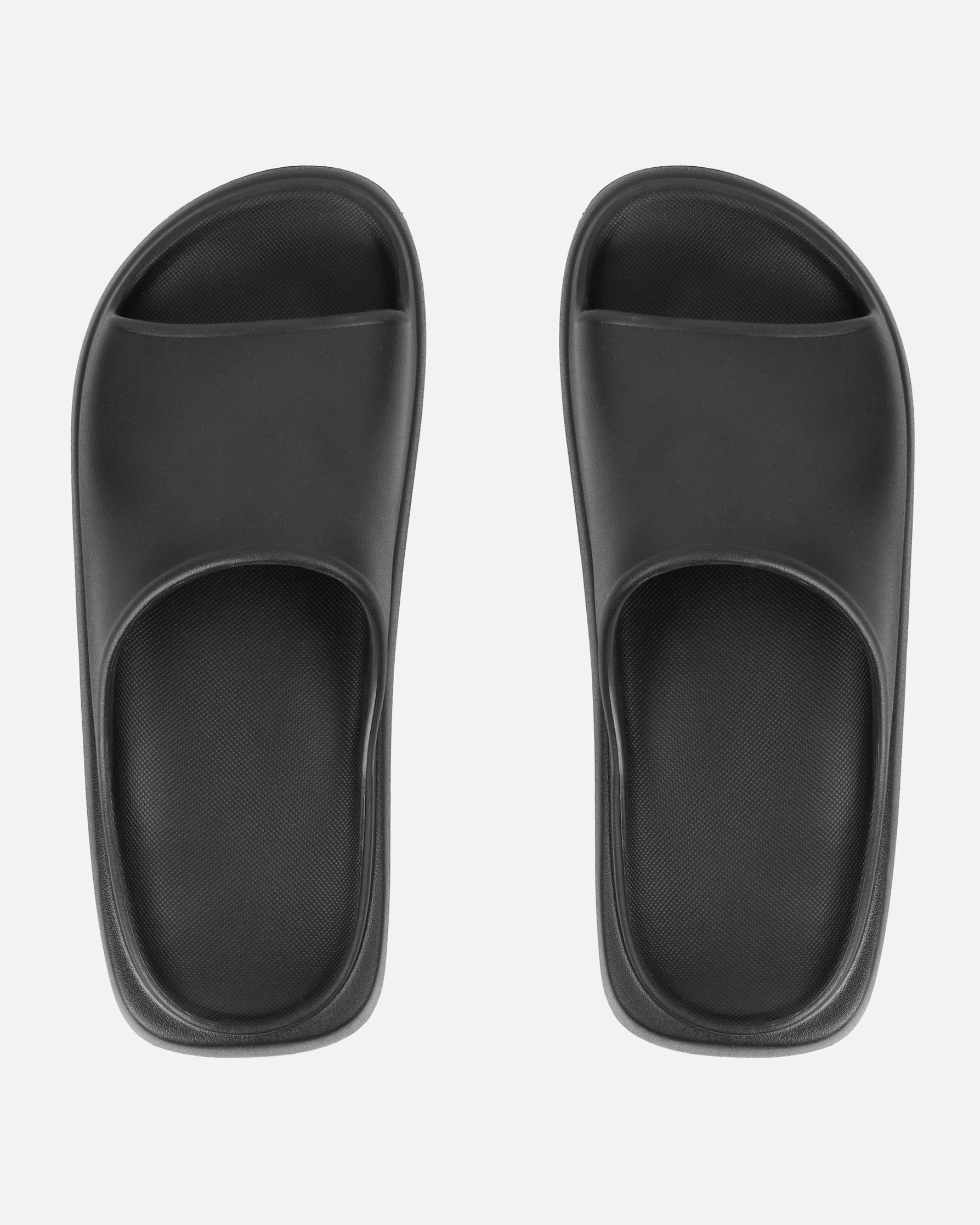 Malu black flatform chunky moulded sliders | SIMMI London