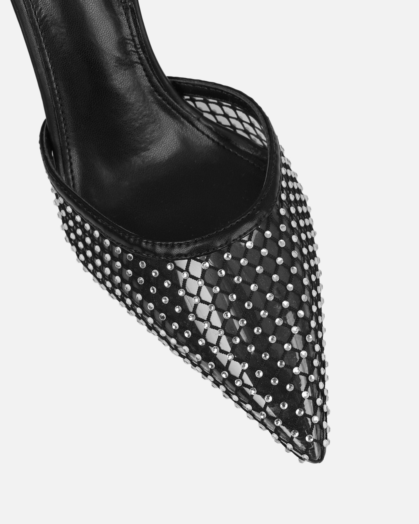 Manni Black Mesh Diamante Heels | SIMMI London