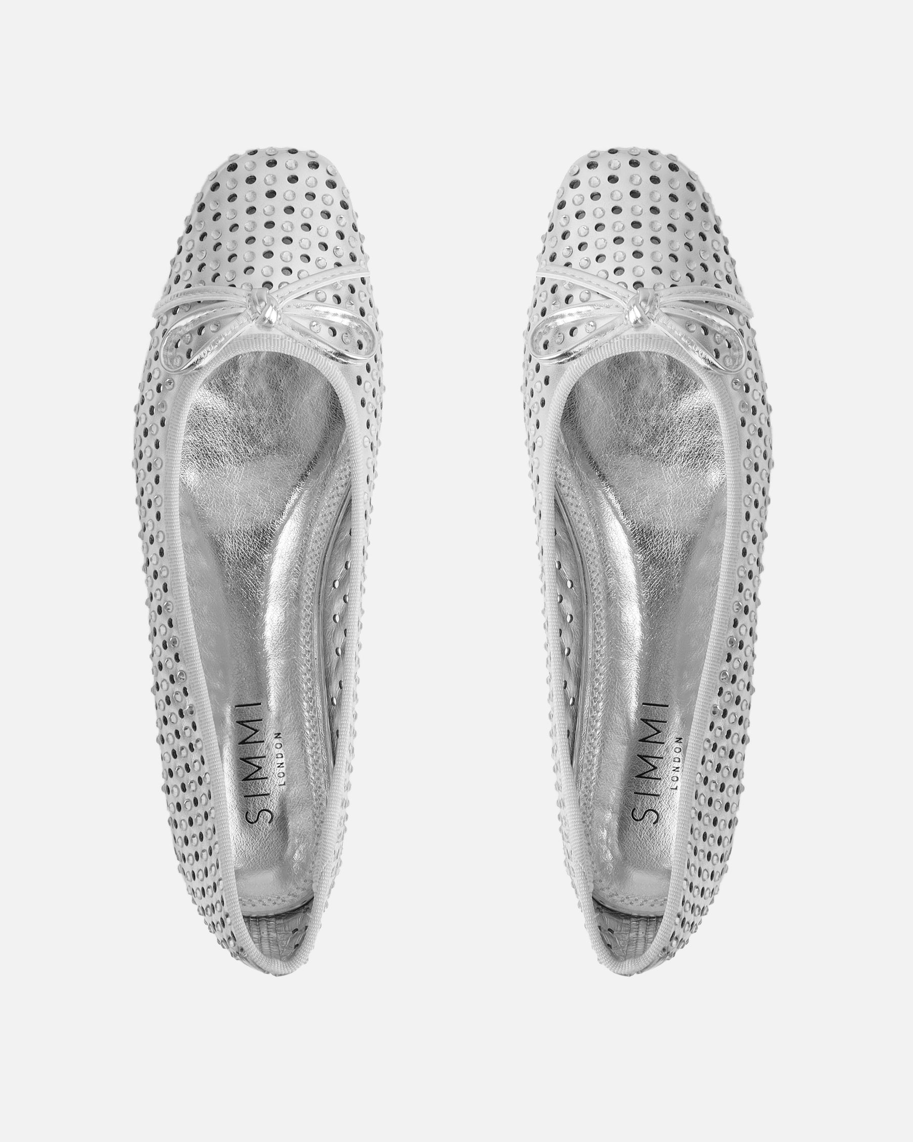 Mariay Silver Diamante Ballet Flats | SIMMI London