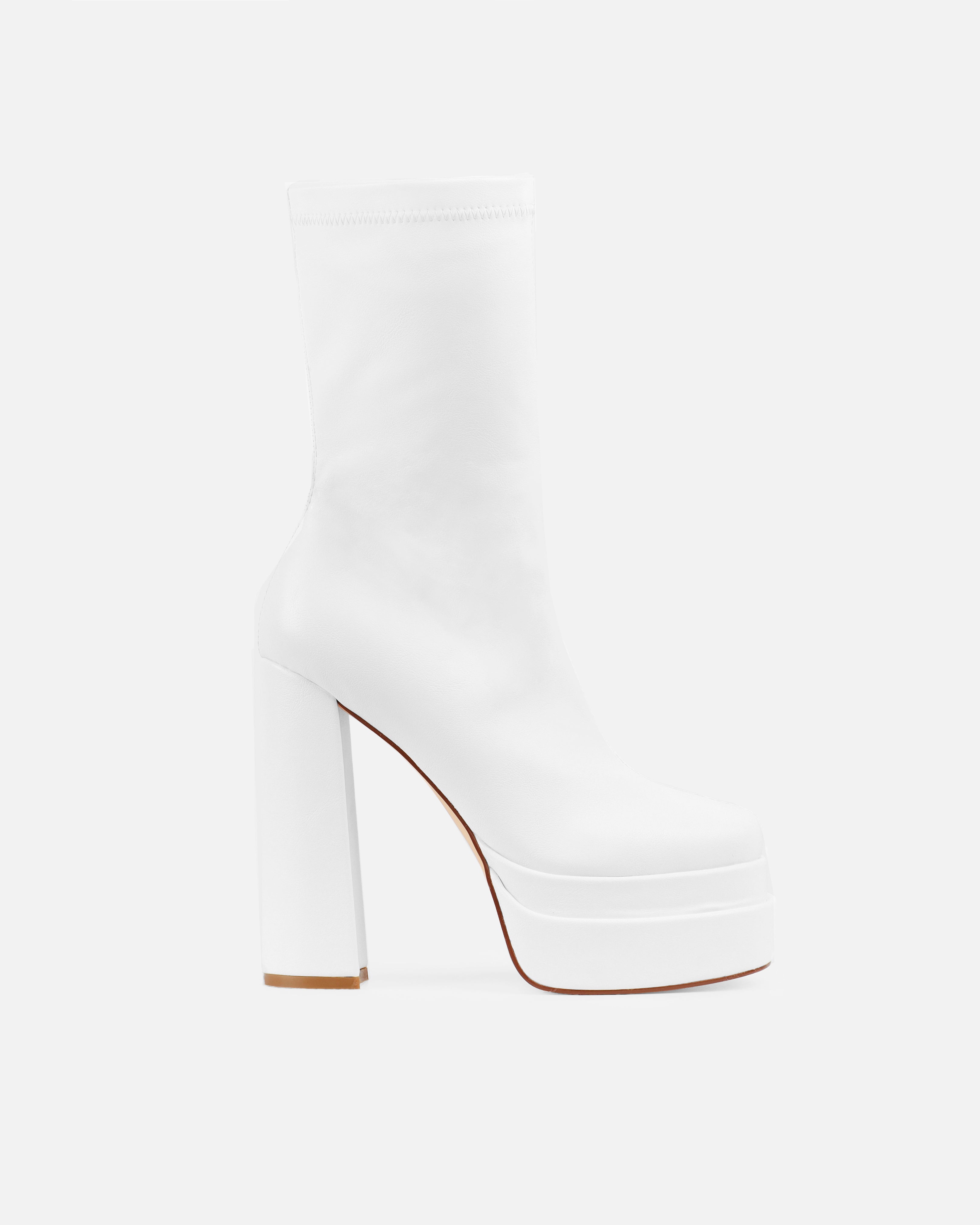 Martha White Double Platform Block Heel Ankle Boots | SIMMI London