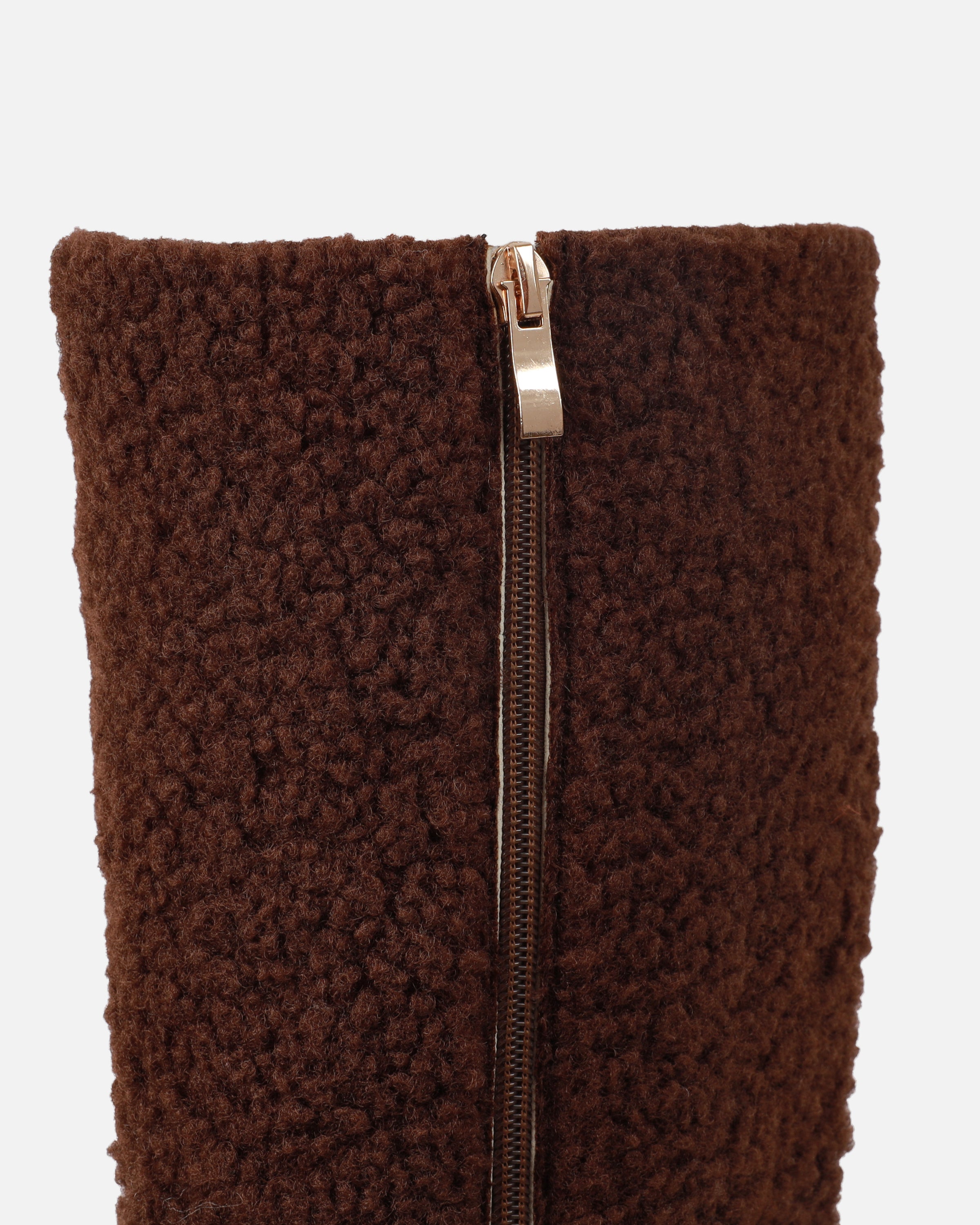 Cayman Brown Teddy Faux Fur Platform Boots | SIMMI London