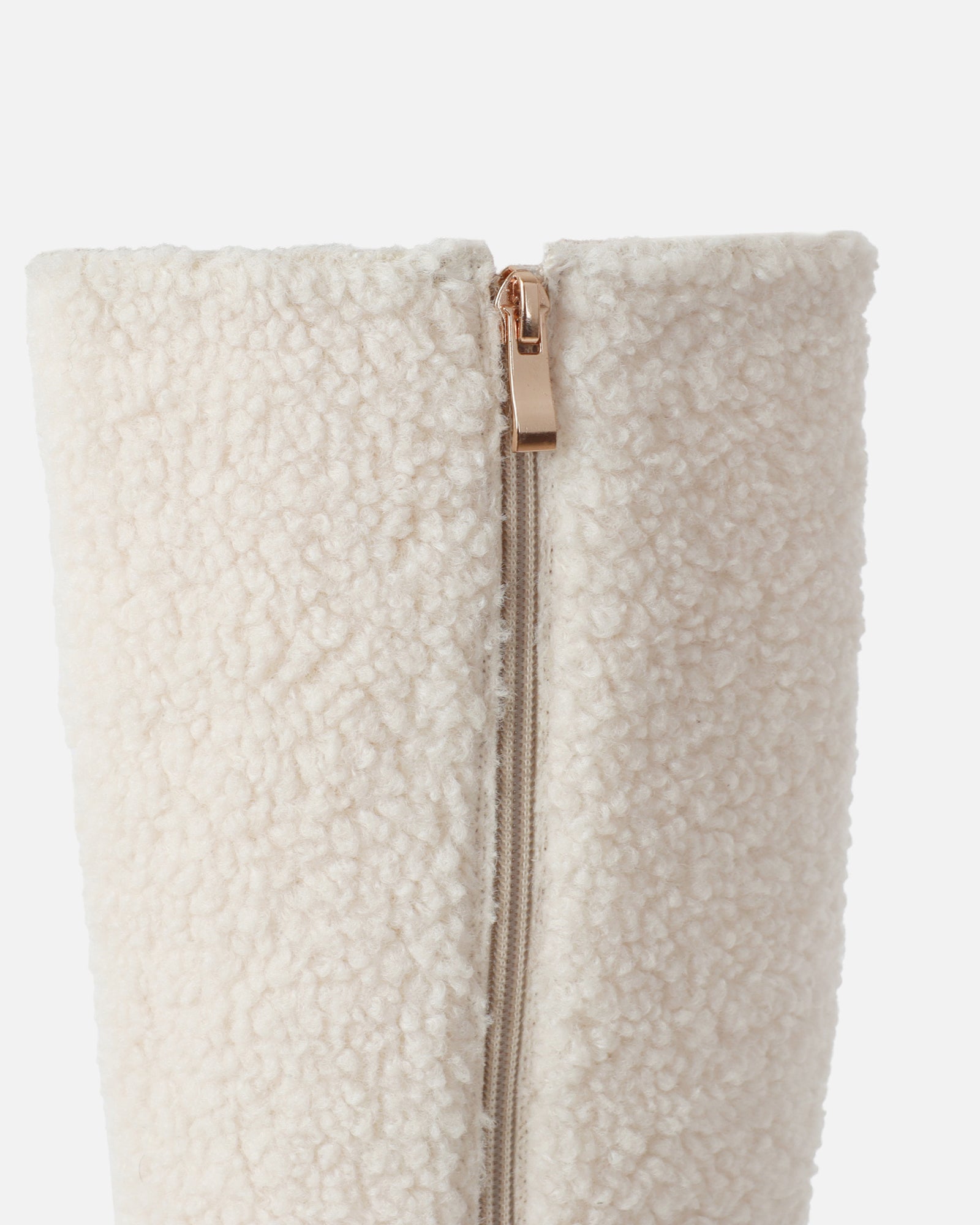 Cayman Cream Teddy Faux Fur Platform Boots | SIMMI London