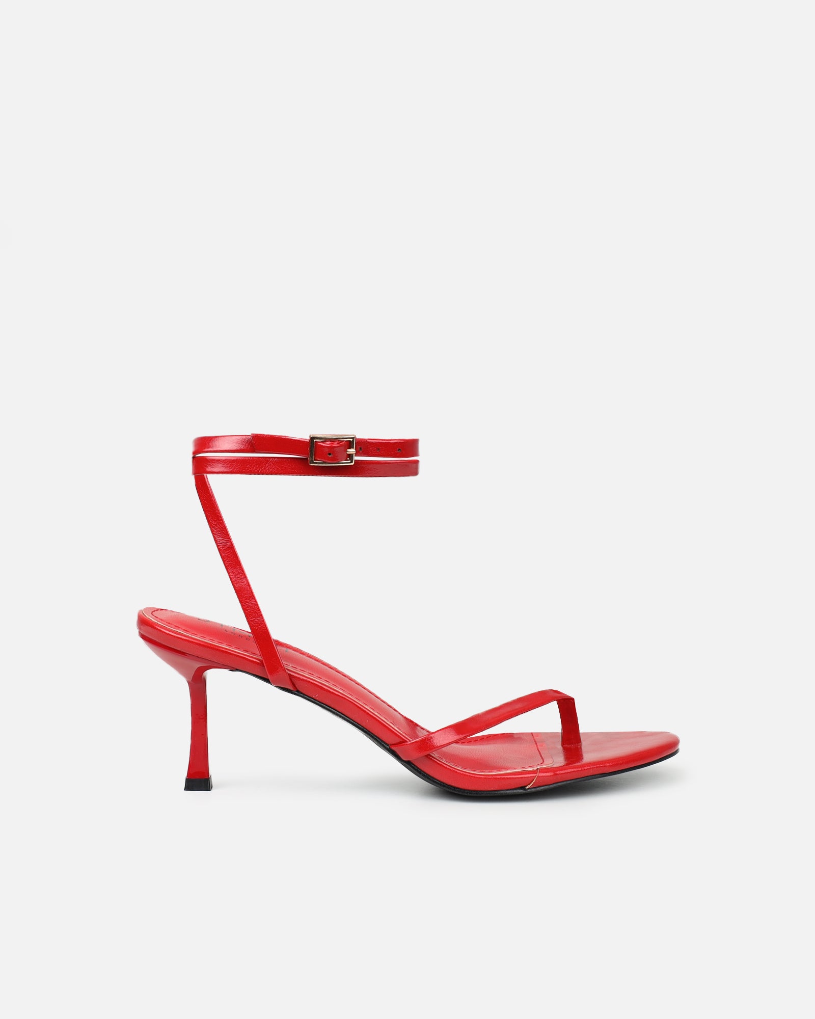 Deanna Red Shiny Toe Thong Low Heeled Sandals | SIMMI London