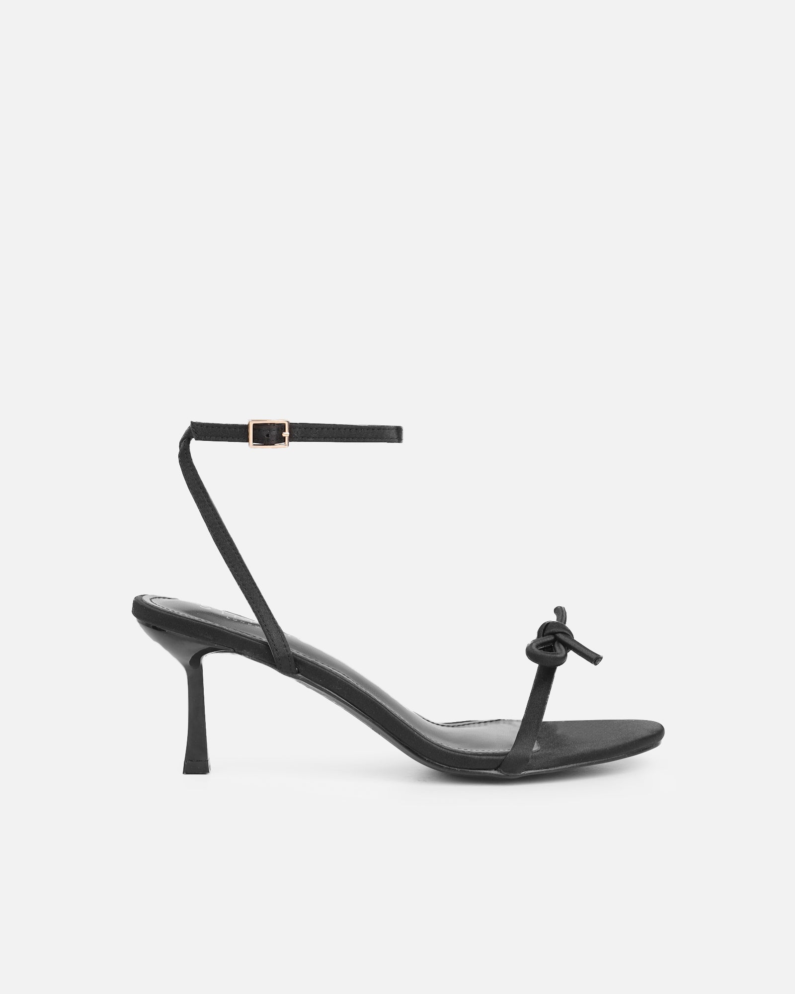 Trina Black Satin Bow Low Heeled Sandals | SIMMI London