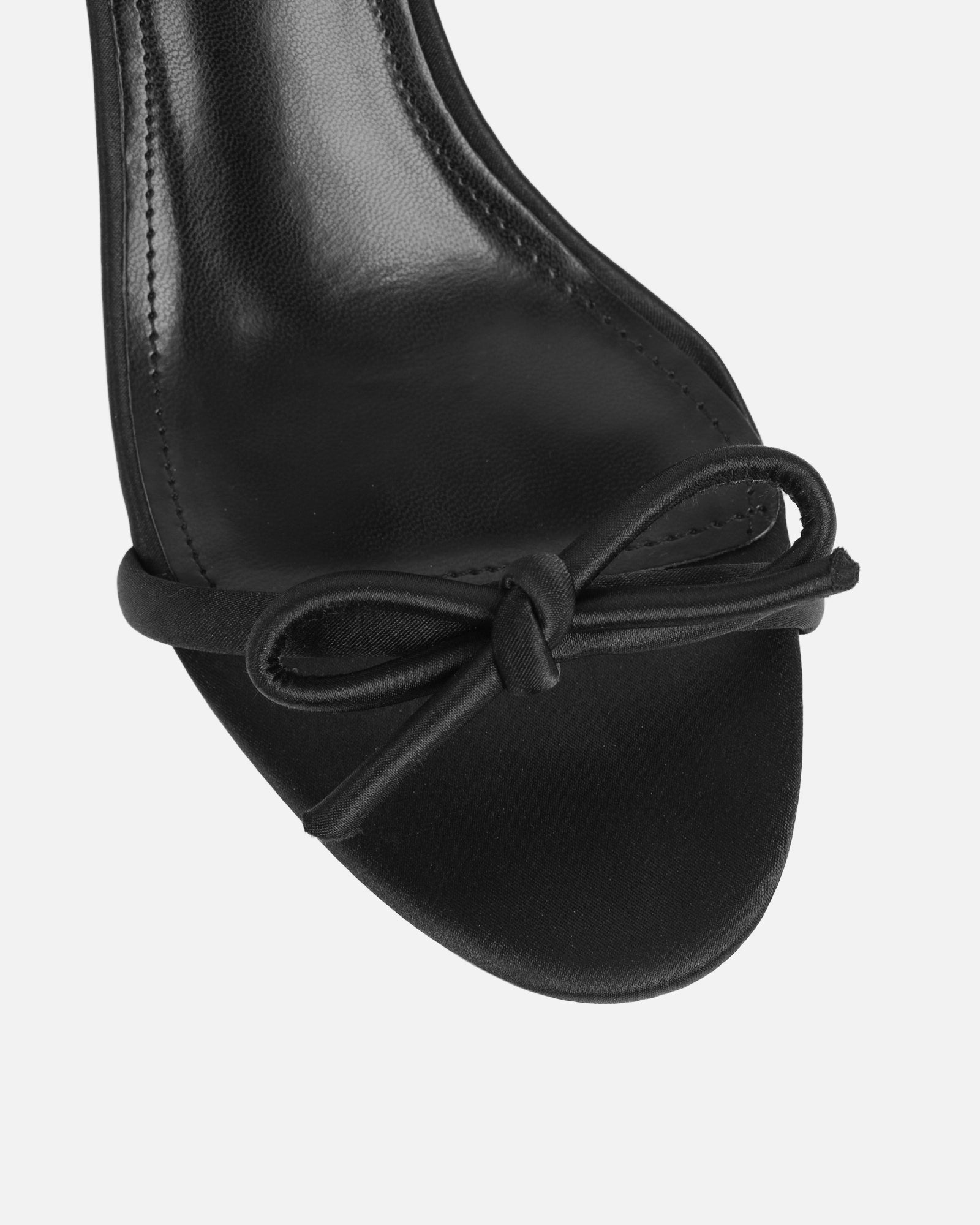 Trina Black Satin Bow Low Heeled Sandals | SIMMI London