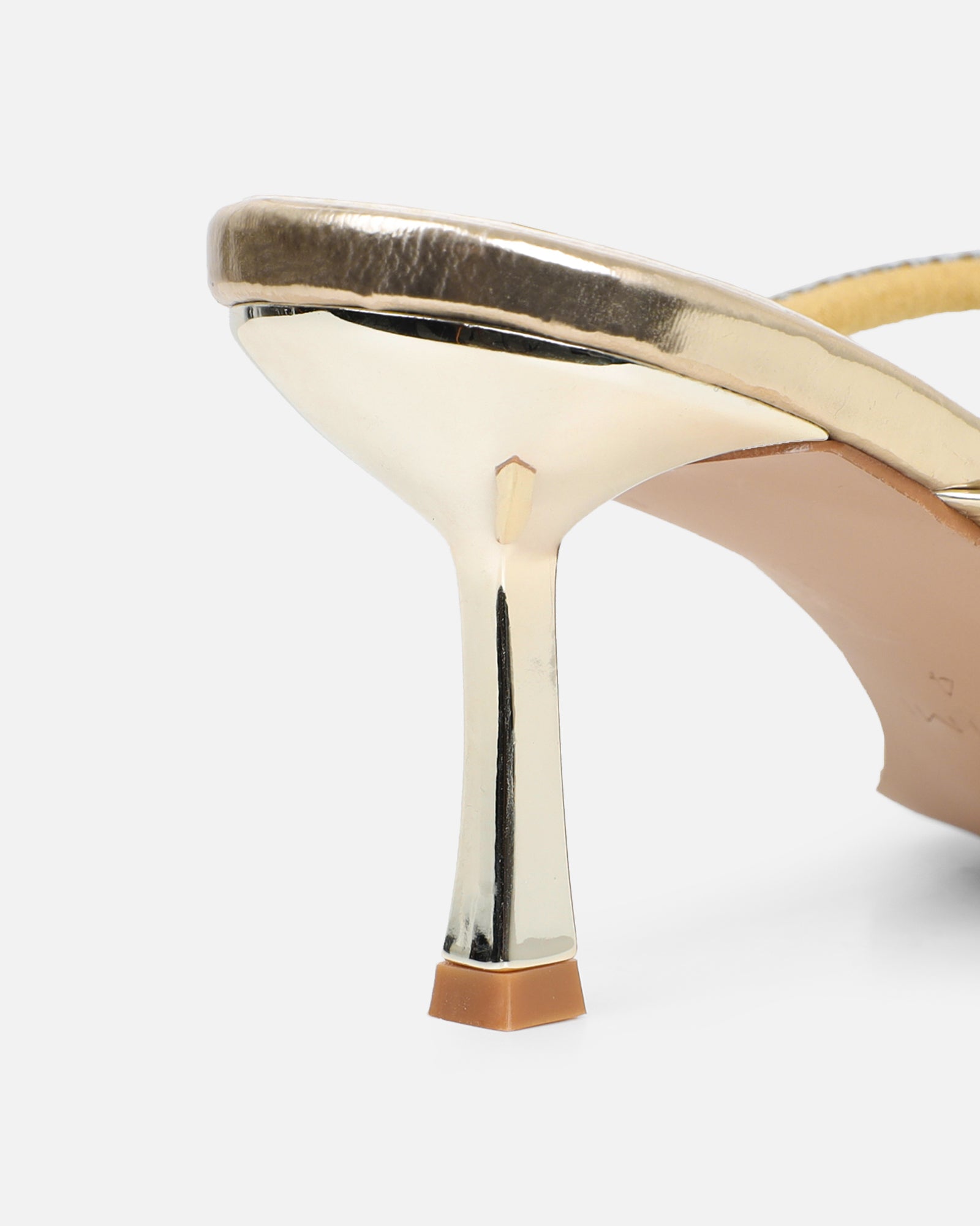 Mefele Gold Mirror Mid Heel Mules | SIMMI London