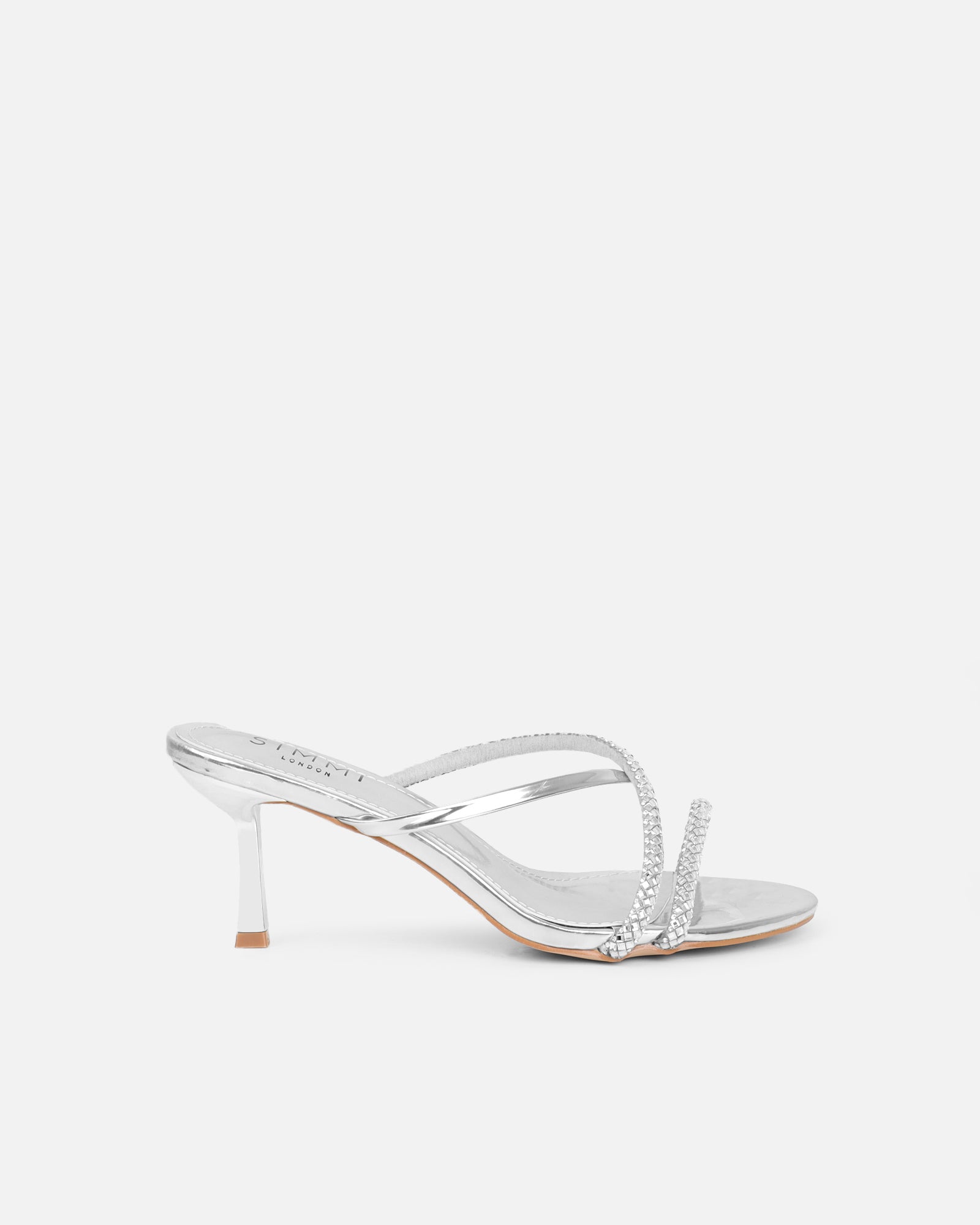 Mefele Silver Mirror Mid Heel Mules | SIMMI London