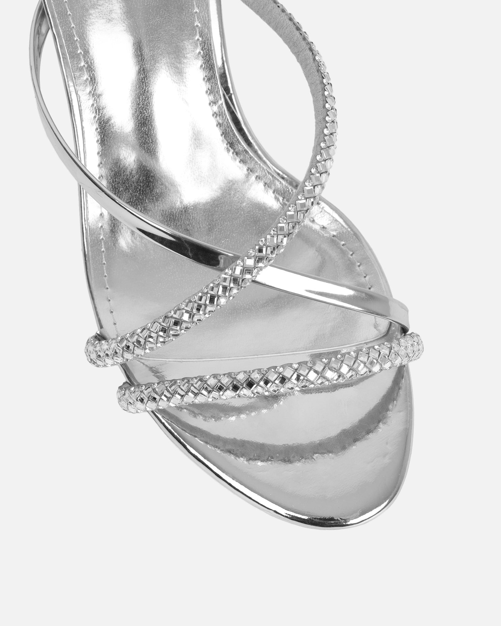 Mefele Silver Mirror Mid Heel Mules | SIMMI London