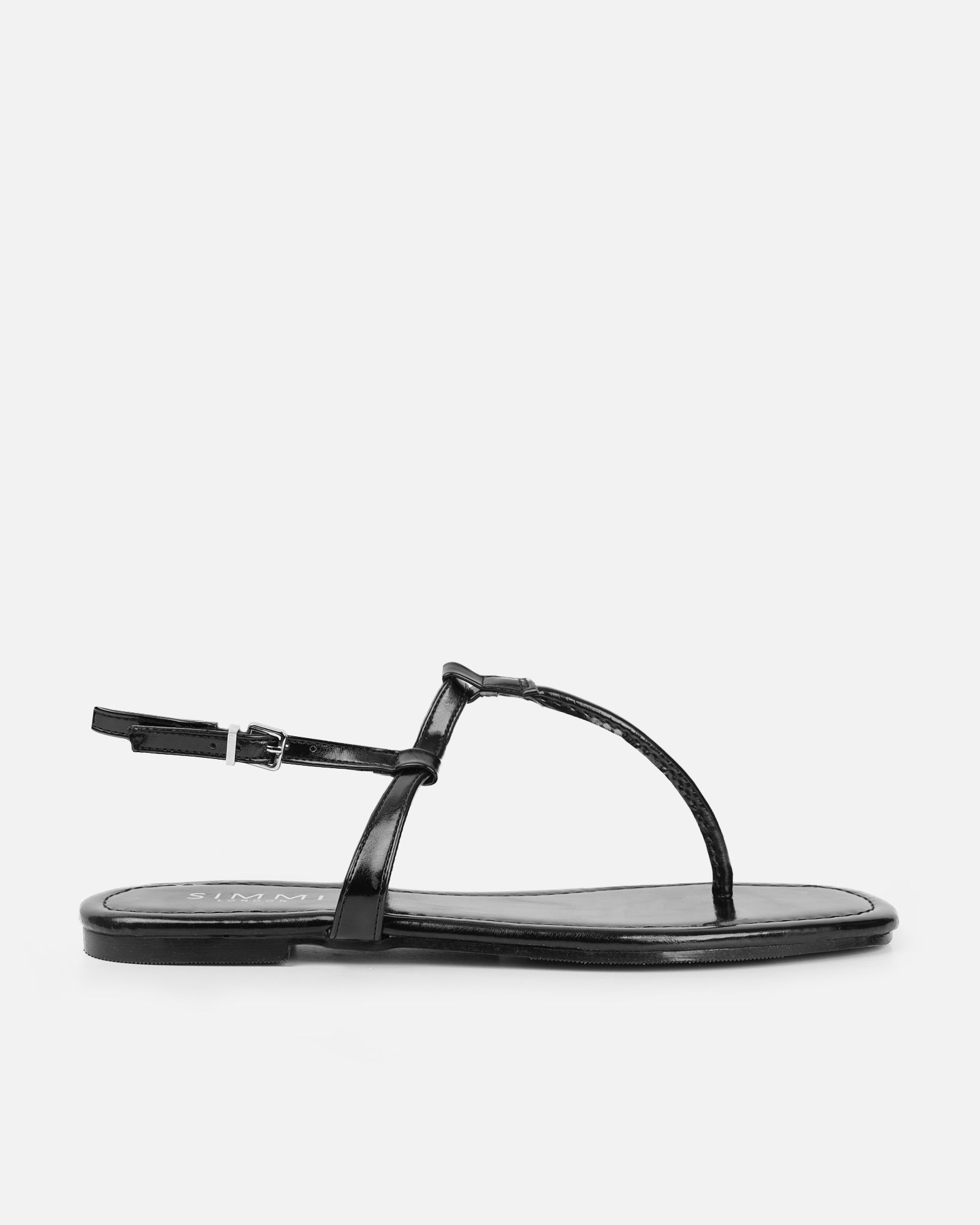 Martinez Black Toe Post Flat Sandals | SIMMI London