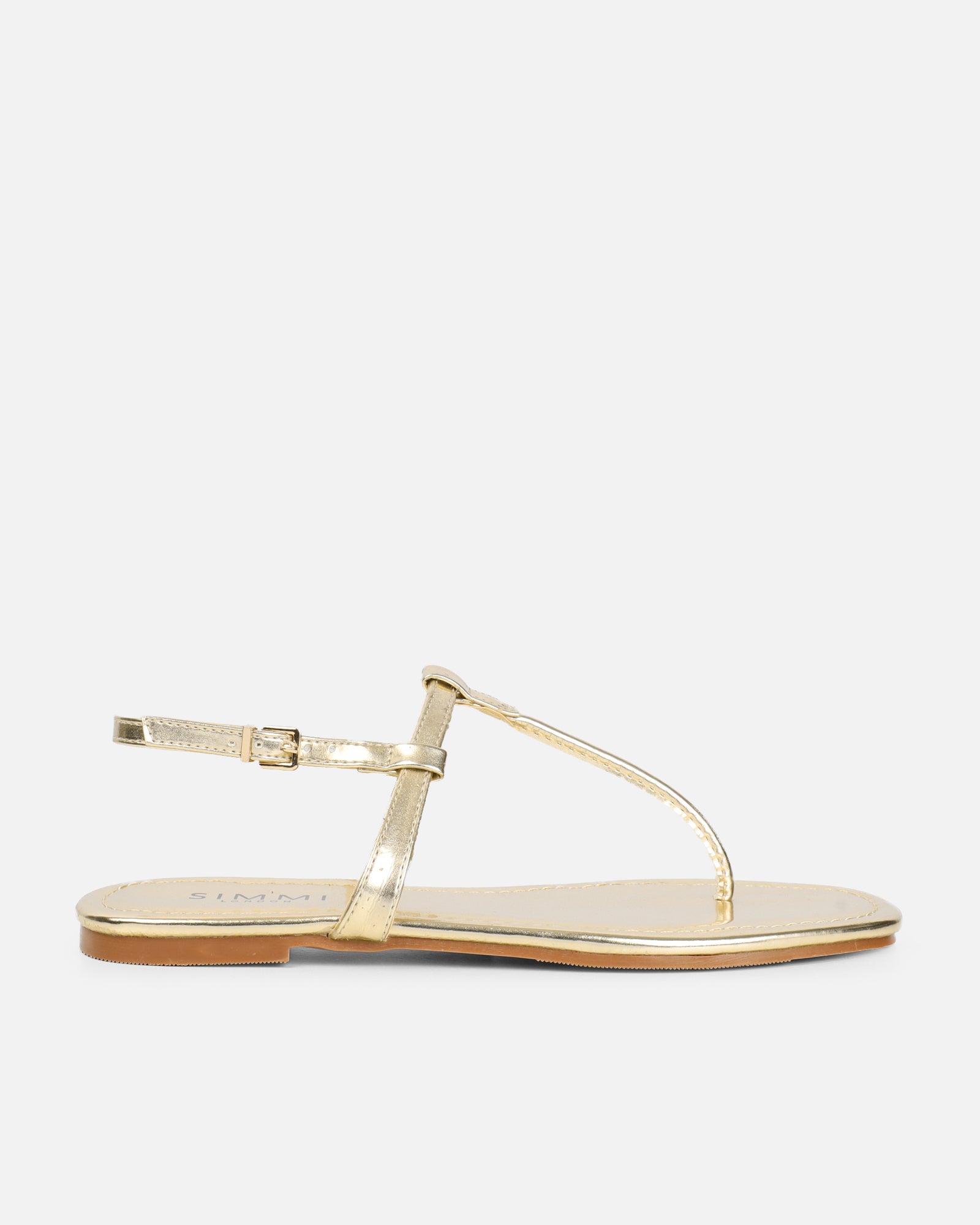 Martinez Gold Metallic Toe Post Flat Sandals | SIMMI London