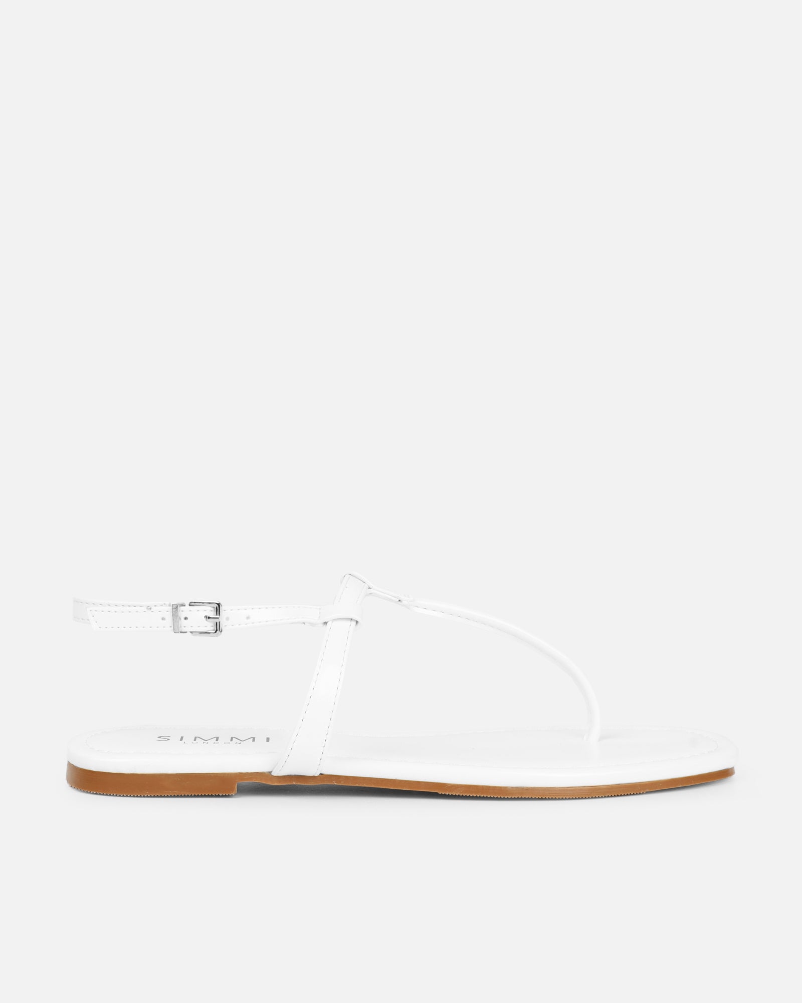 Martinez White Toe Post Flat Sandals | SIMMI London