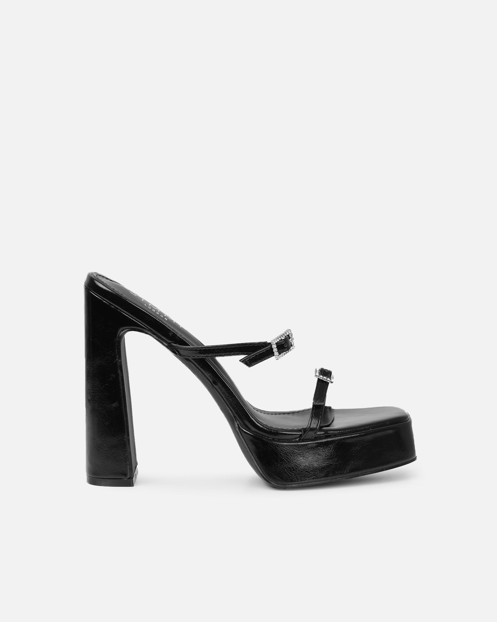 Maura black diamante buckle platform sandals | SIMMI London