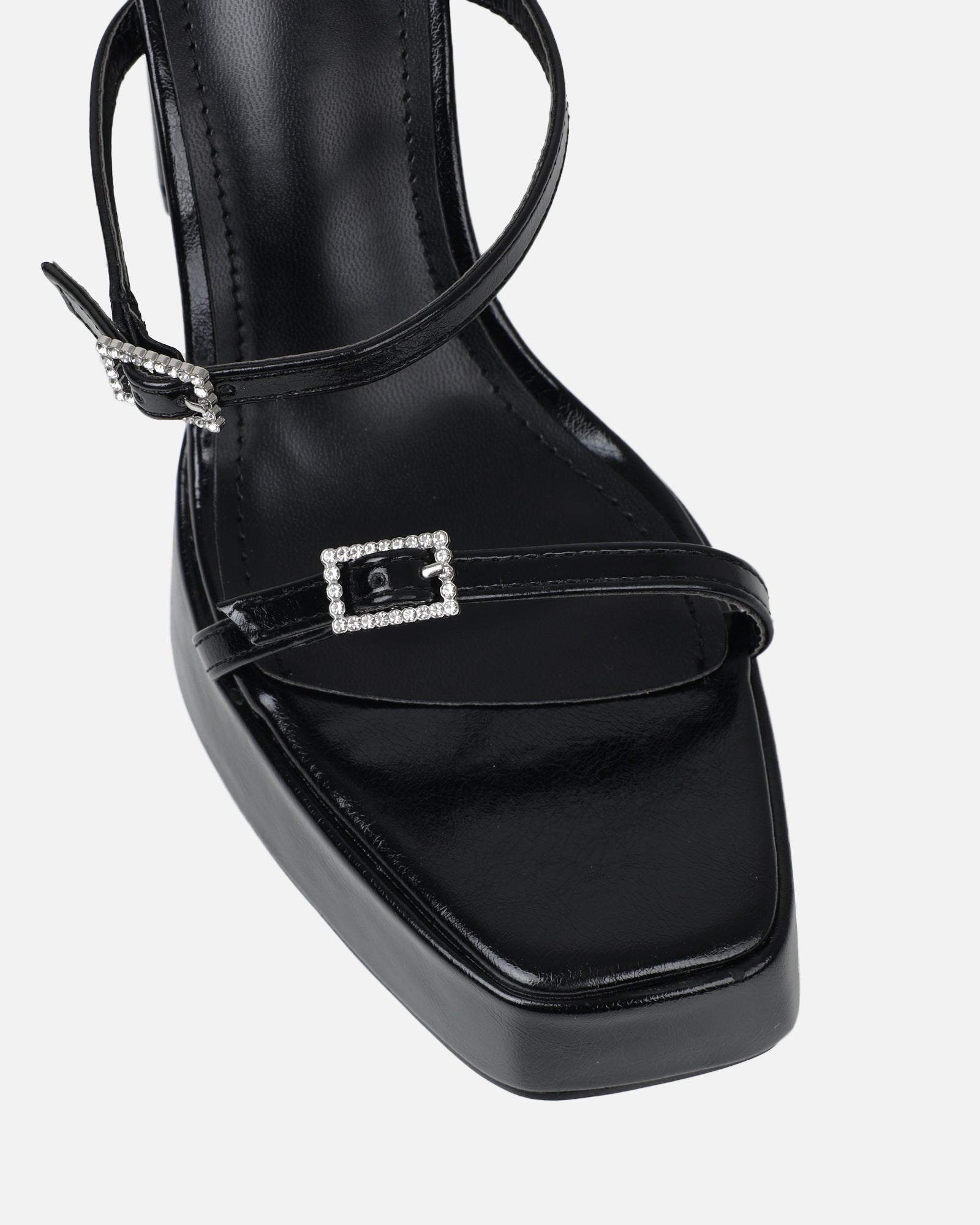 Maura black diamante buckle platform sandals | SIMMI London