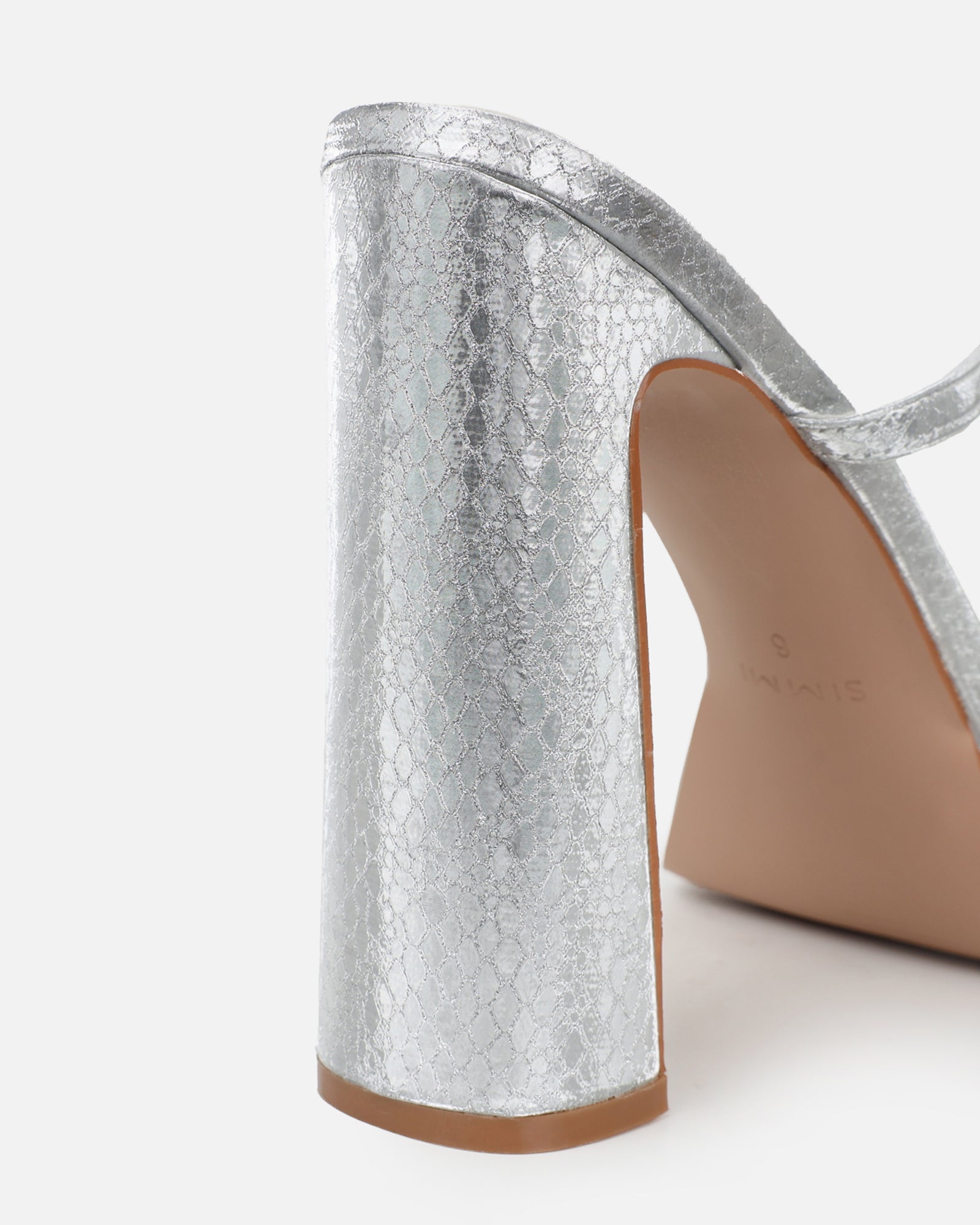 Maura silver metallic snake effect platform sandals | SIMMI London