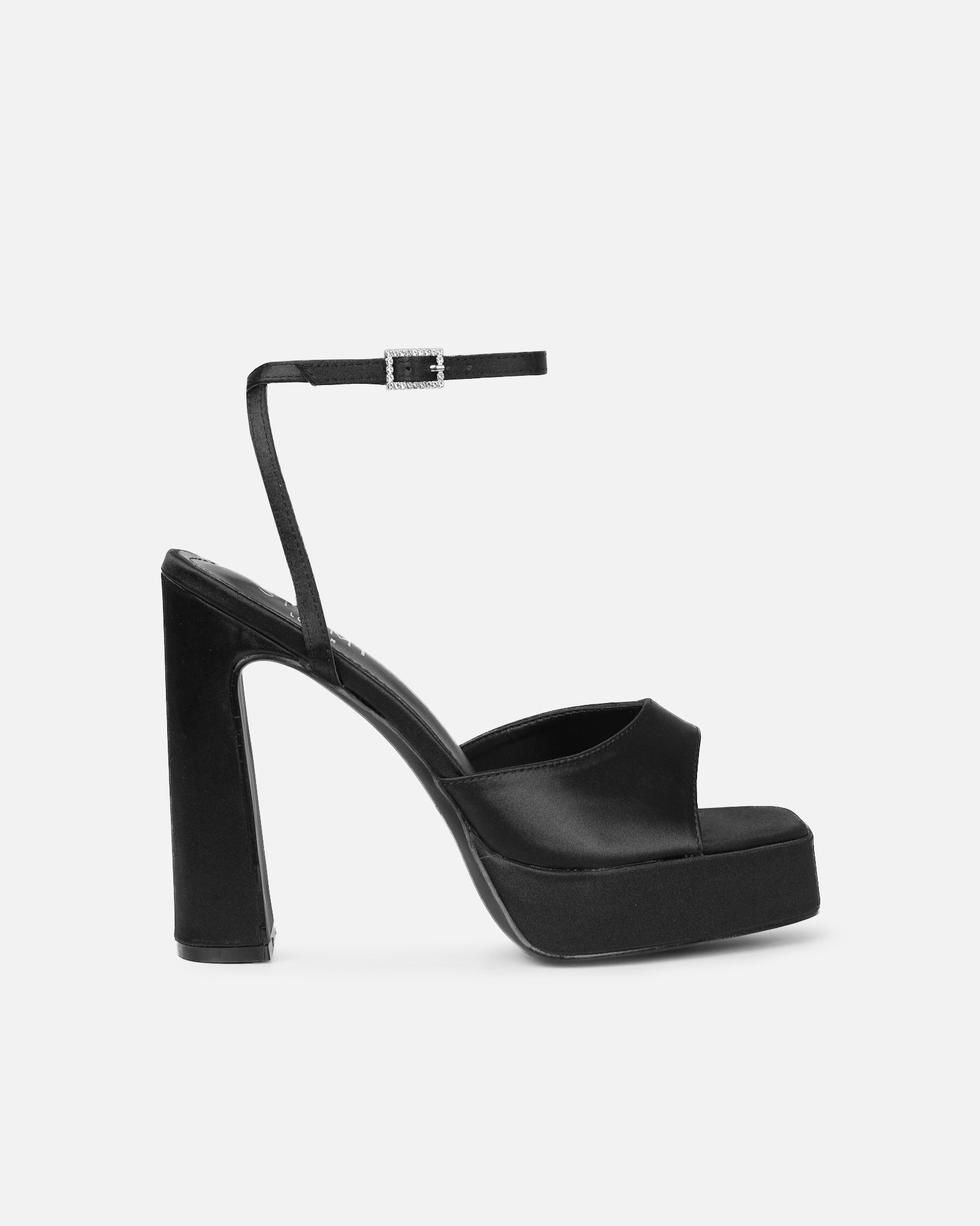 Kamiko Black Satin Platform Sandals | SIMMI London