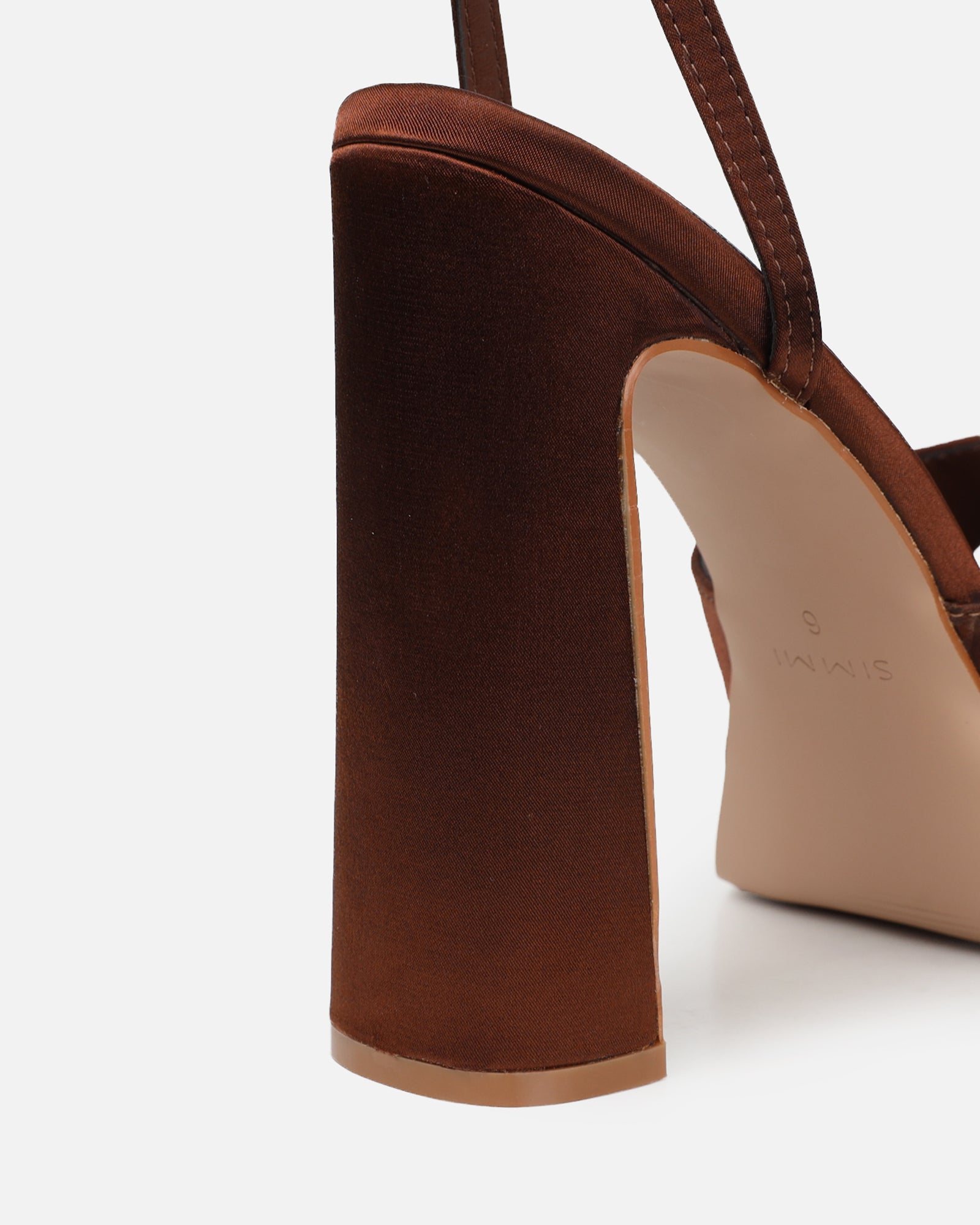 Kamiko Chocolate Brown Satin Platform Sandals | SIMMI London