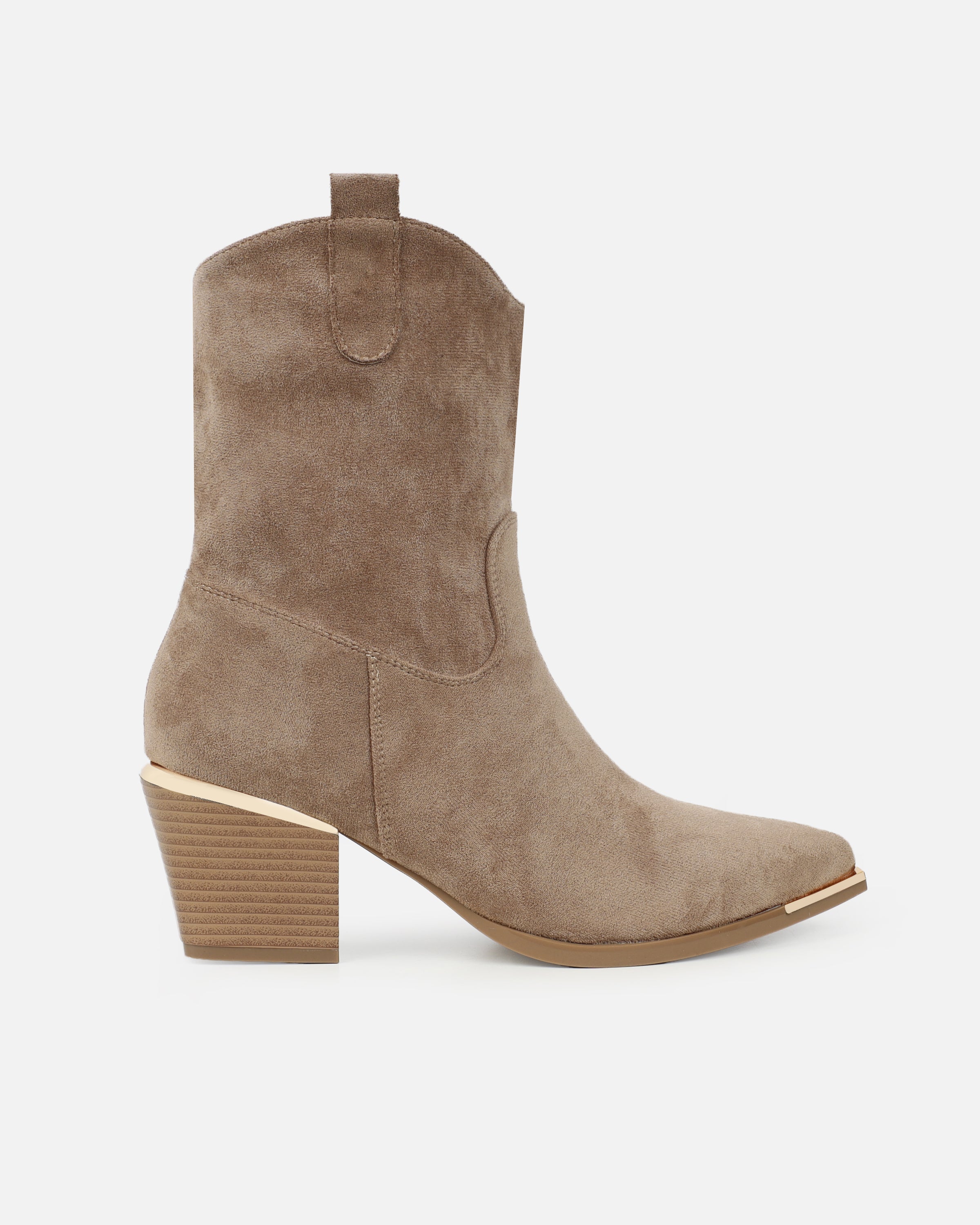 Maurice Beige Faux Suede Calf Western Boots  | SIMMI London