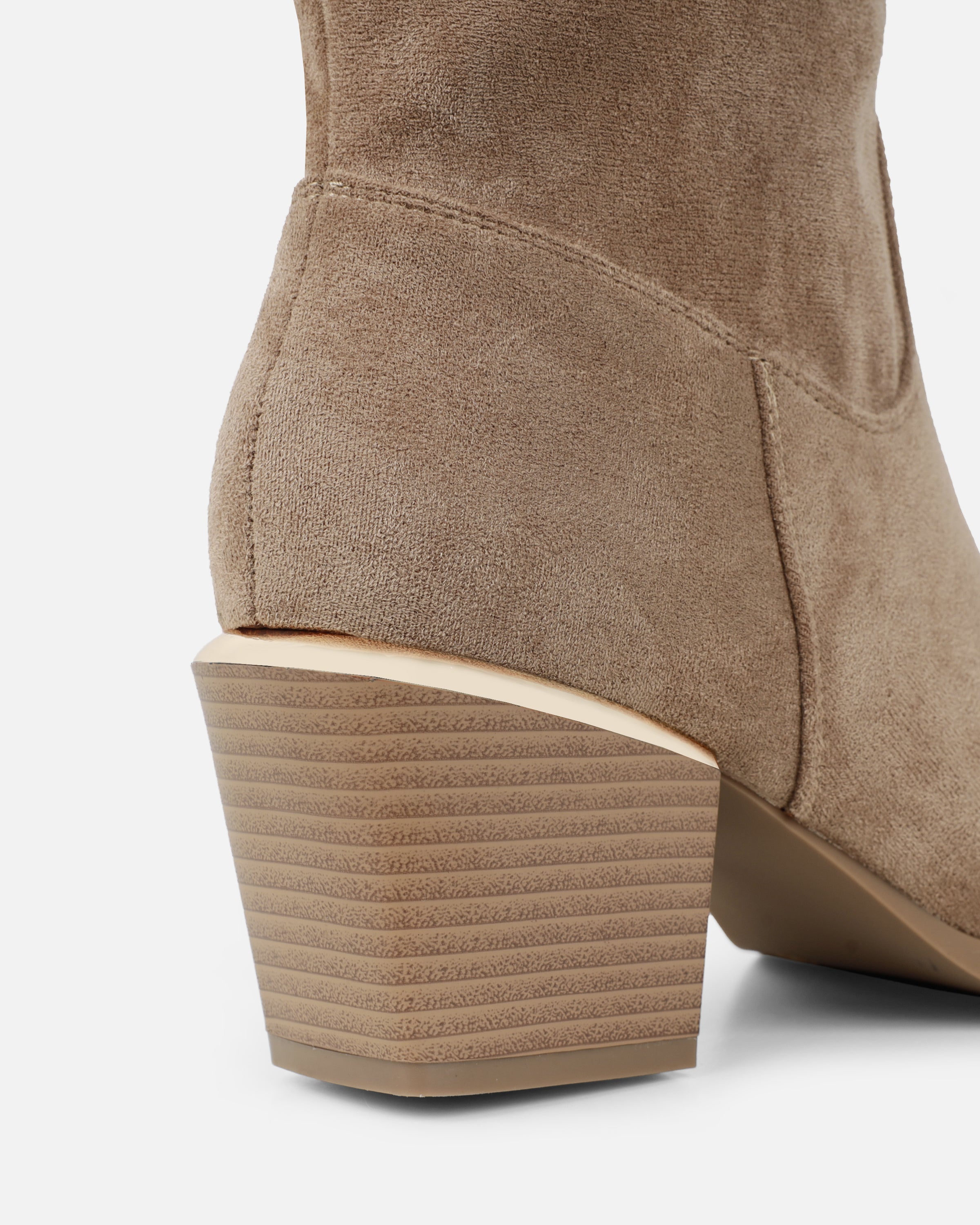 Maurice Beige Faux Suede Calf Western Boots  | SIMMI London