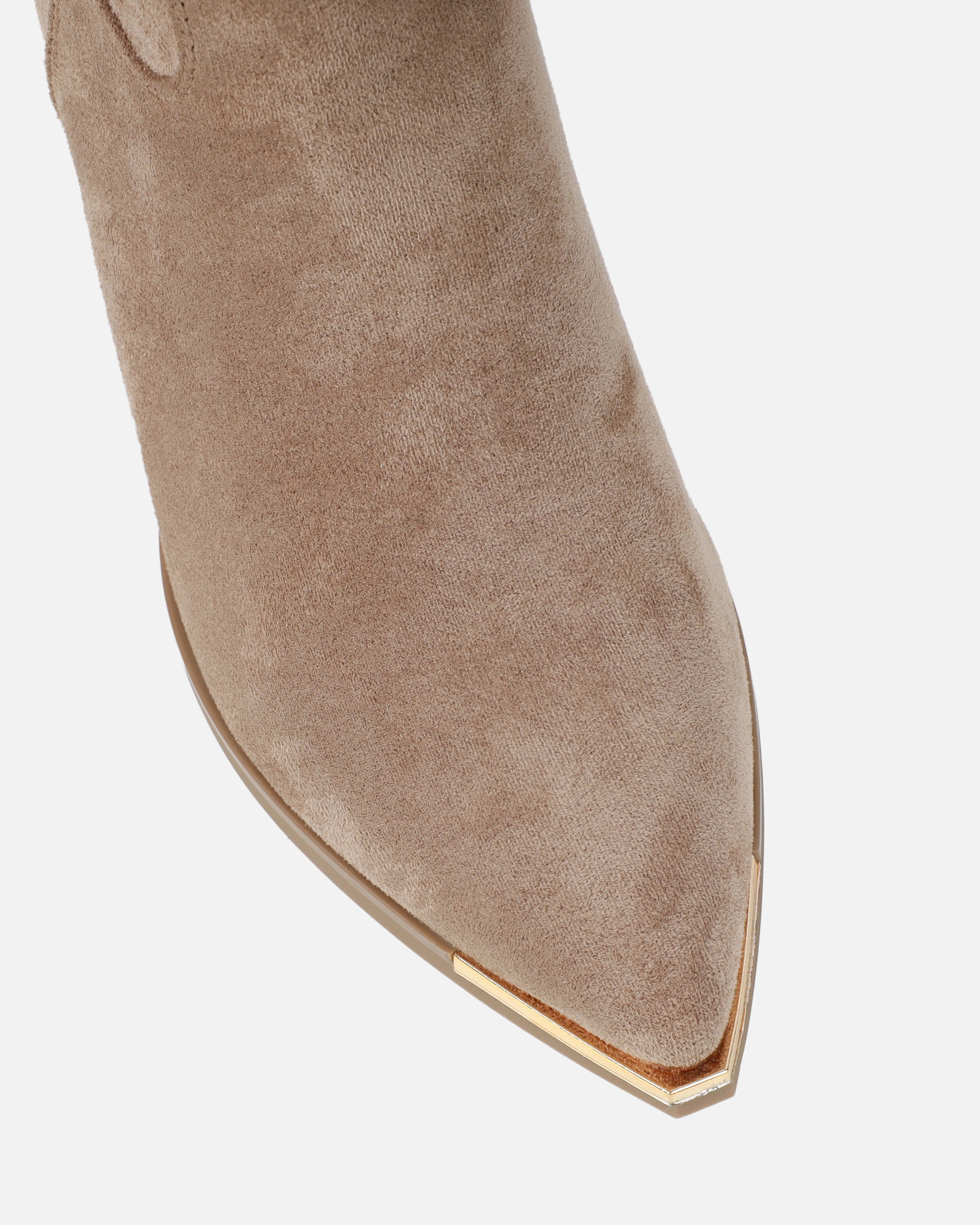 Maurice Beige Faux Suede Calf Western Boots  | SIMMI London