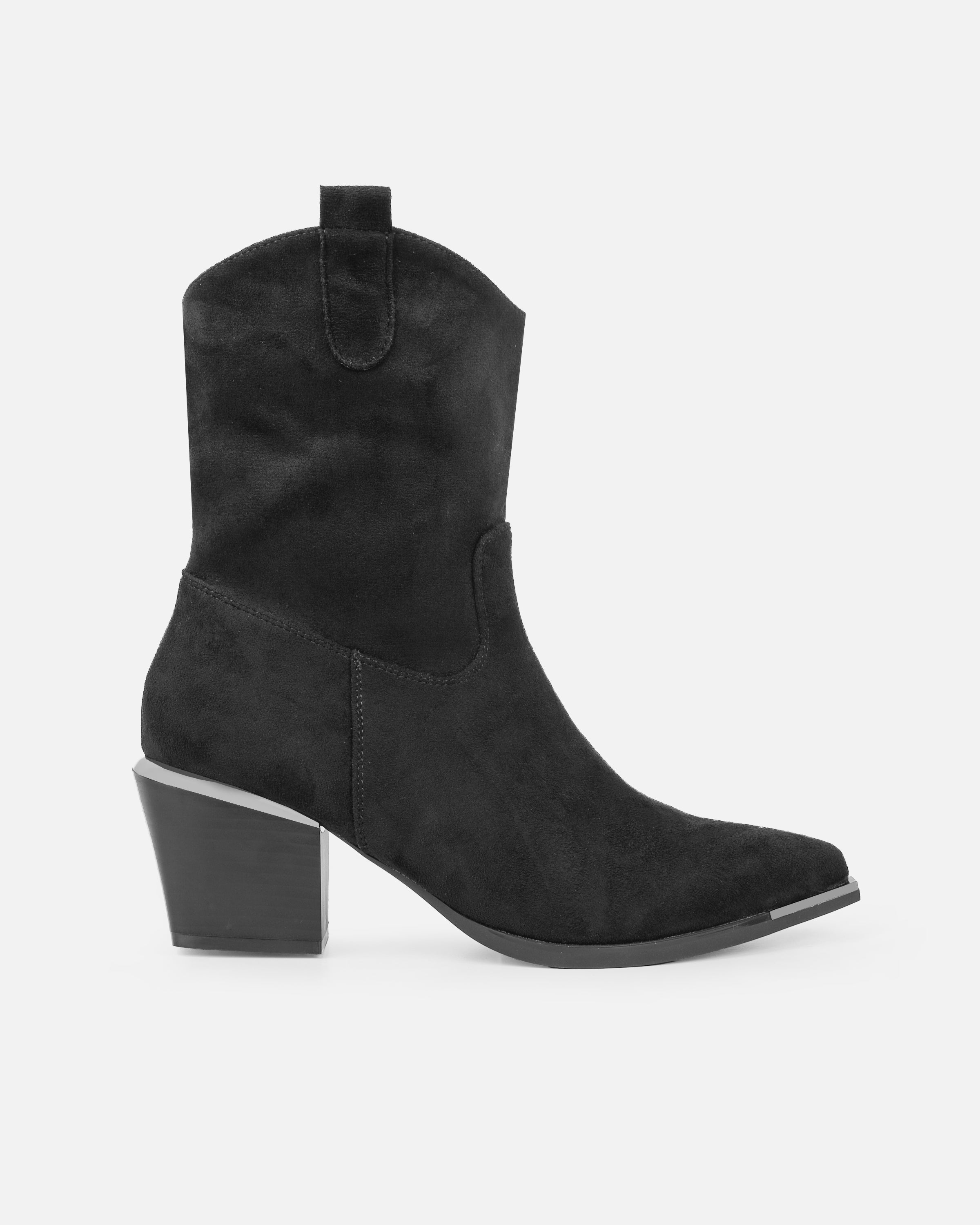 Maurice Black Faux Suede Calf Western Boots | SIMMI London