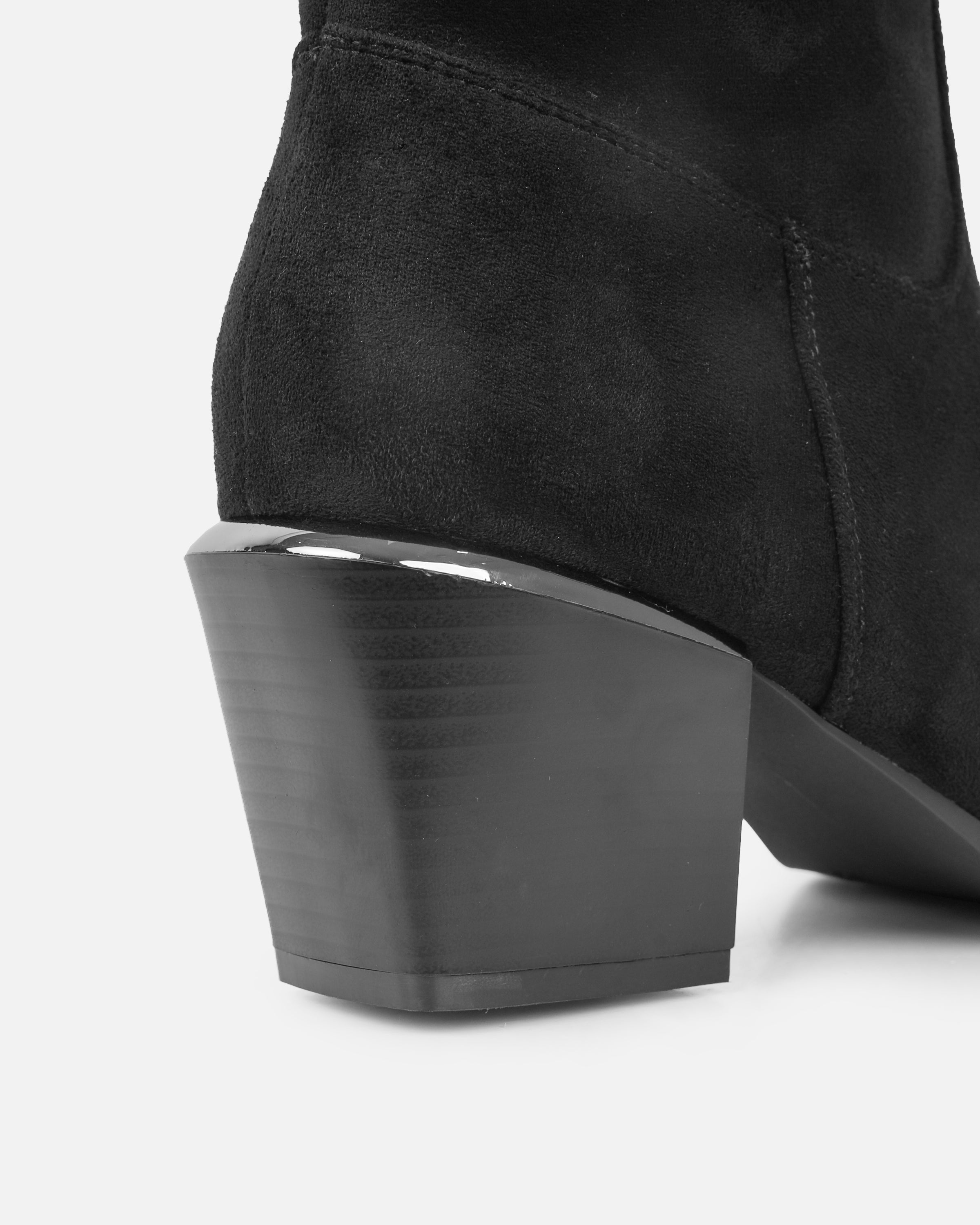 Maurice Black Faux Suede Calf Western Boots | SIMMI London