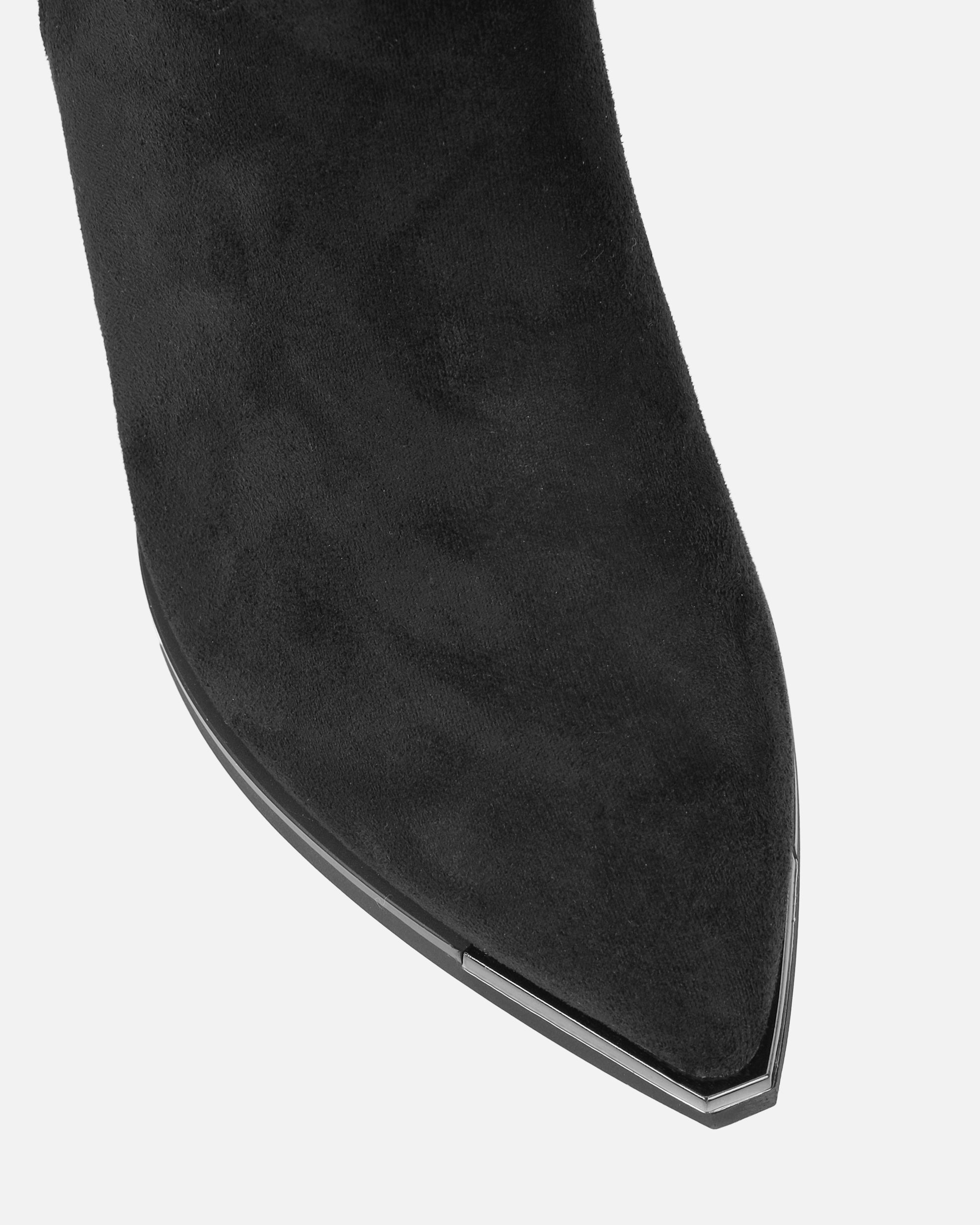 Maurice Black Faux Suede Calf Western Boots | SIMMI London