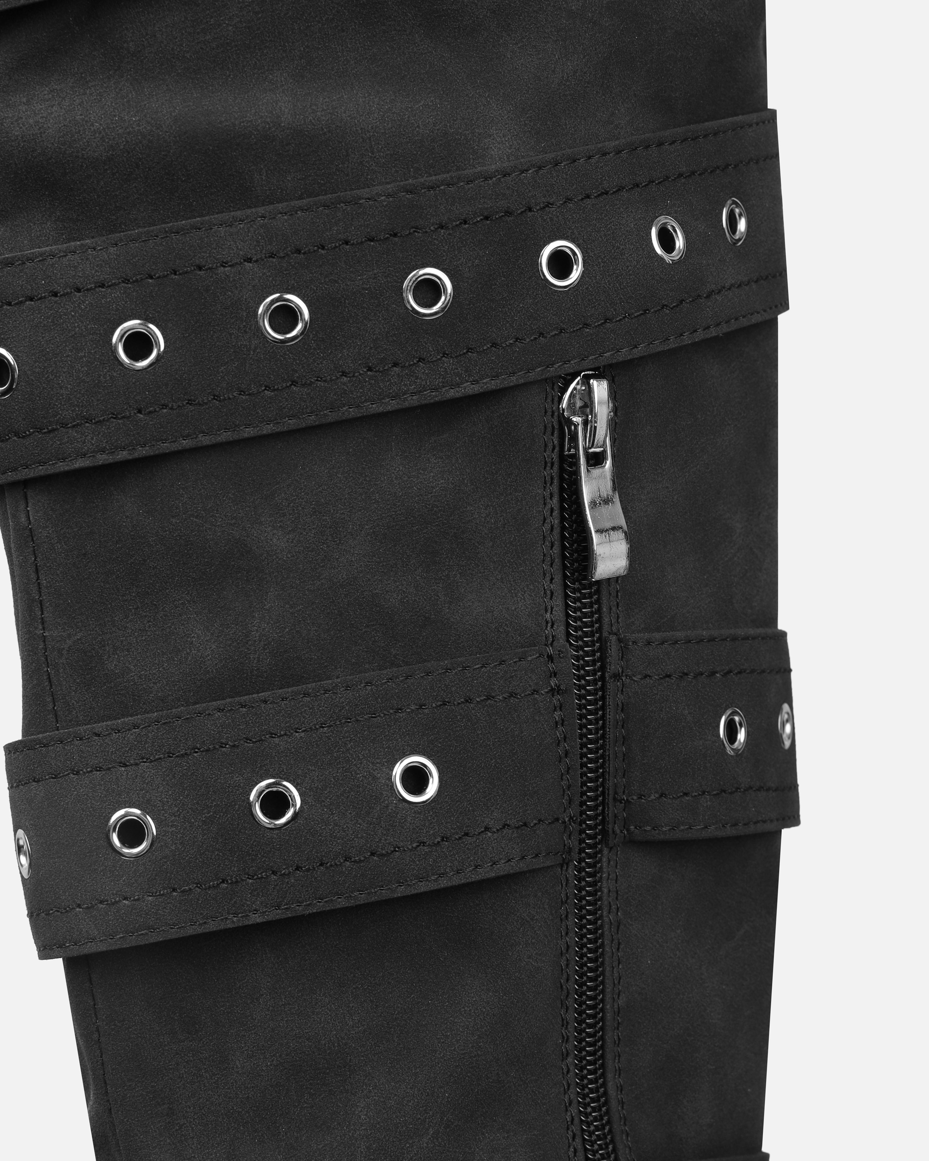 Maxton Black Nubuck Multi Buckle Thigh High Boots | SIMMI London