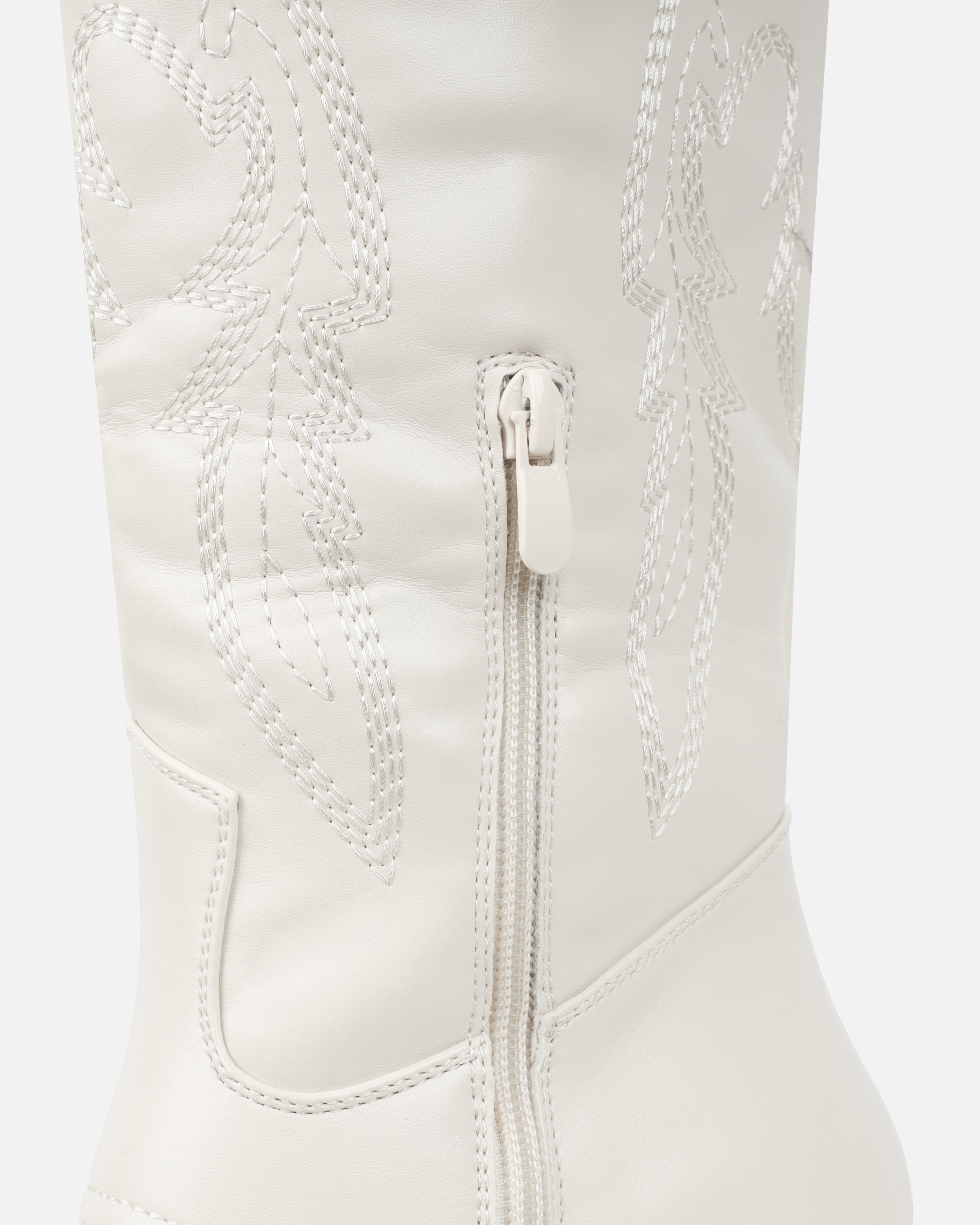 Millan Cream Block Heel Calf Western Boots | SIMMI LONDON