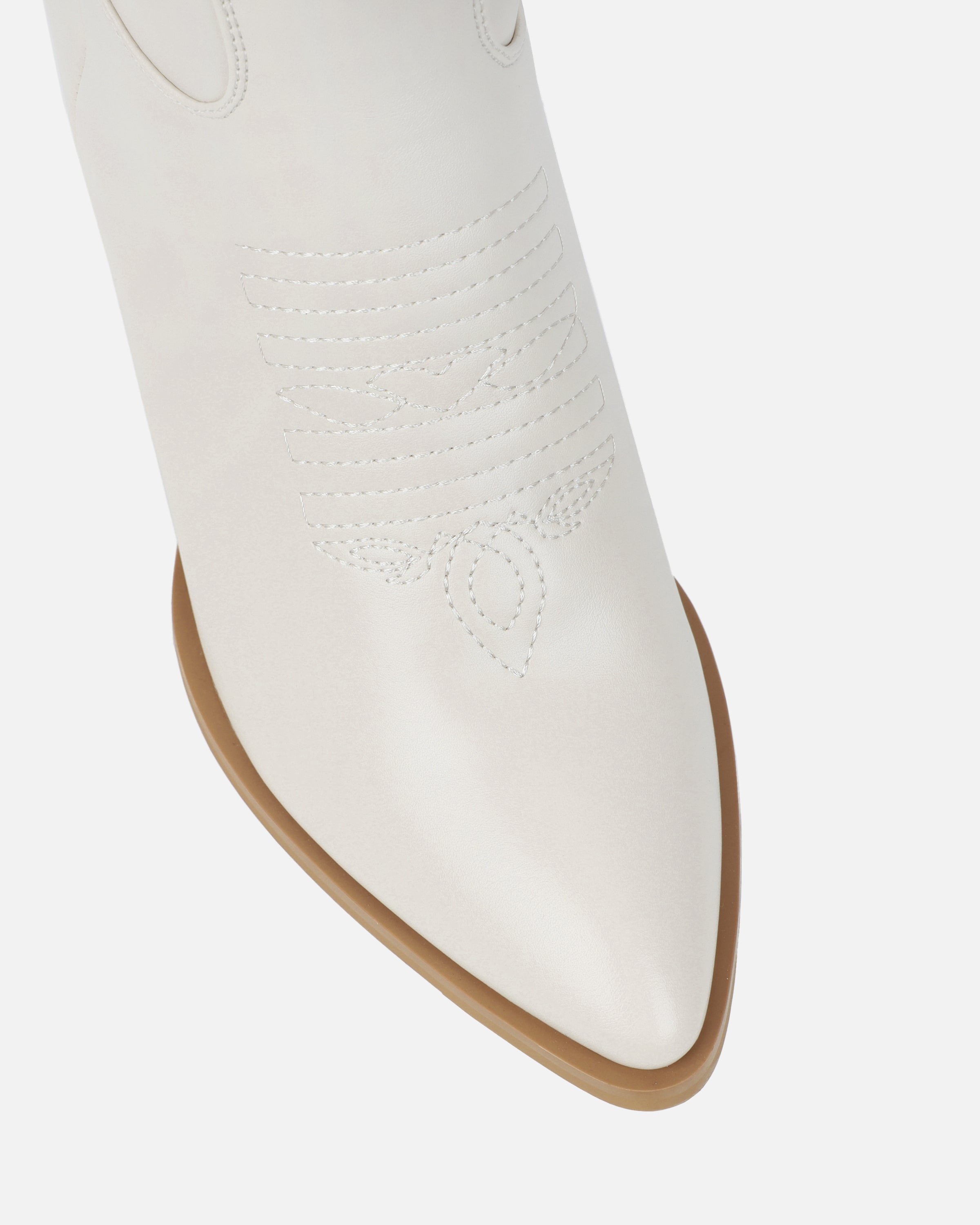 Millan Cream Block Heel Calf Western Boots | SIMMI LONDON