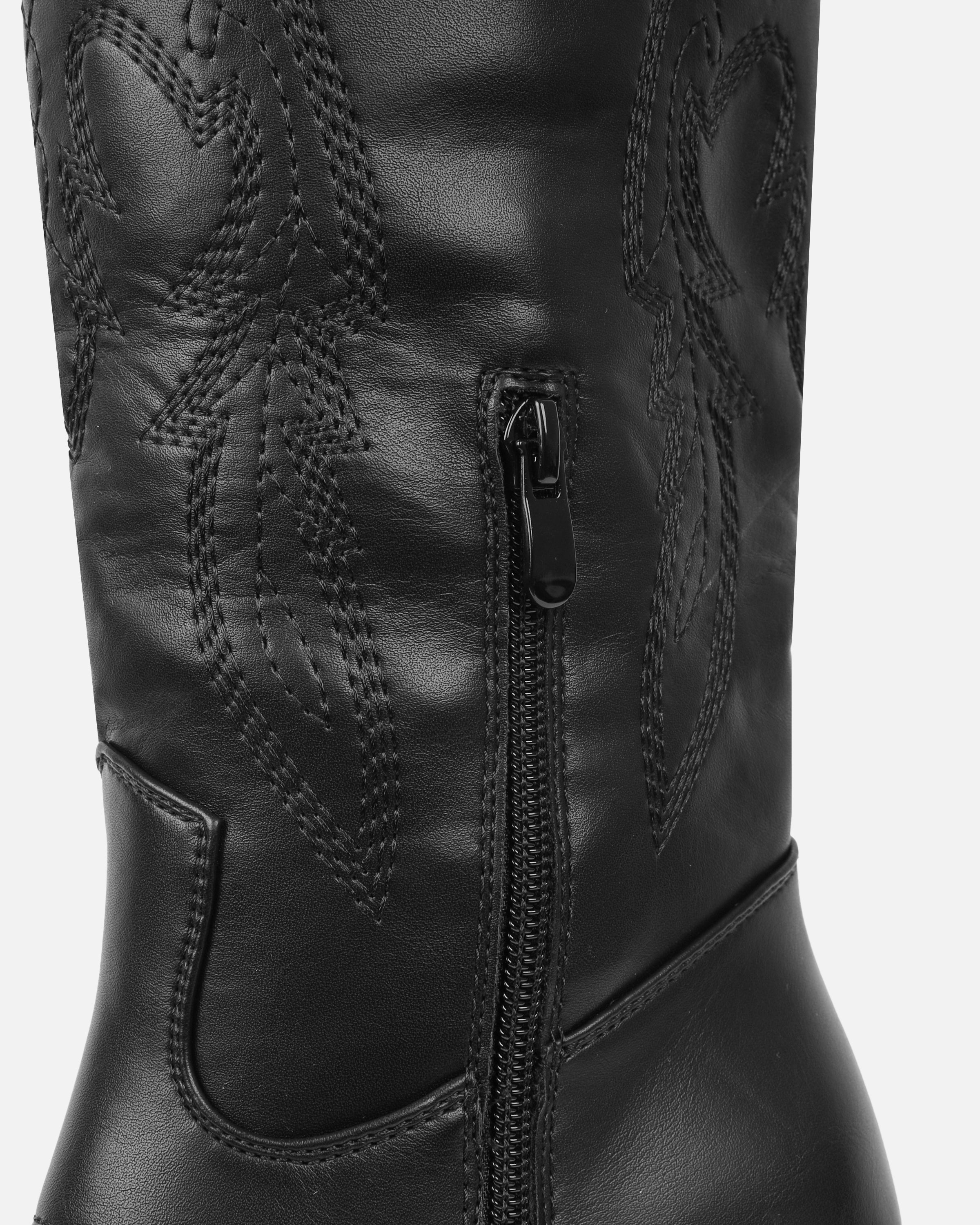 Millan Black Block Heel Calf Western Boots | SIMMI London