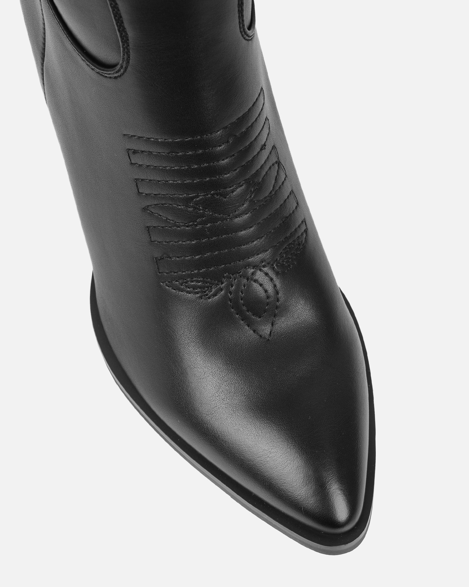 Millan Black Block Heel Calf Western Boots | SIMMI London