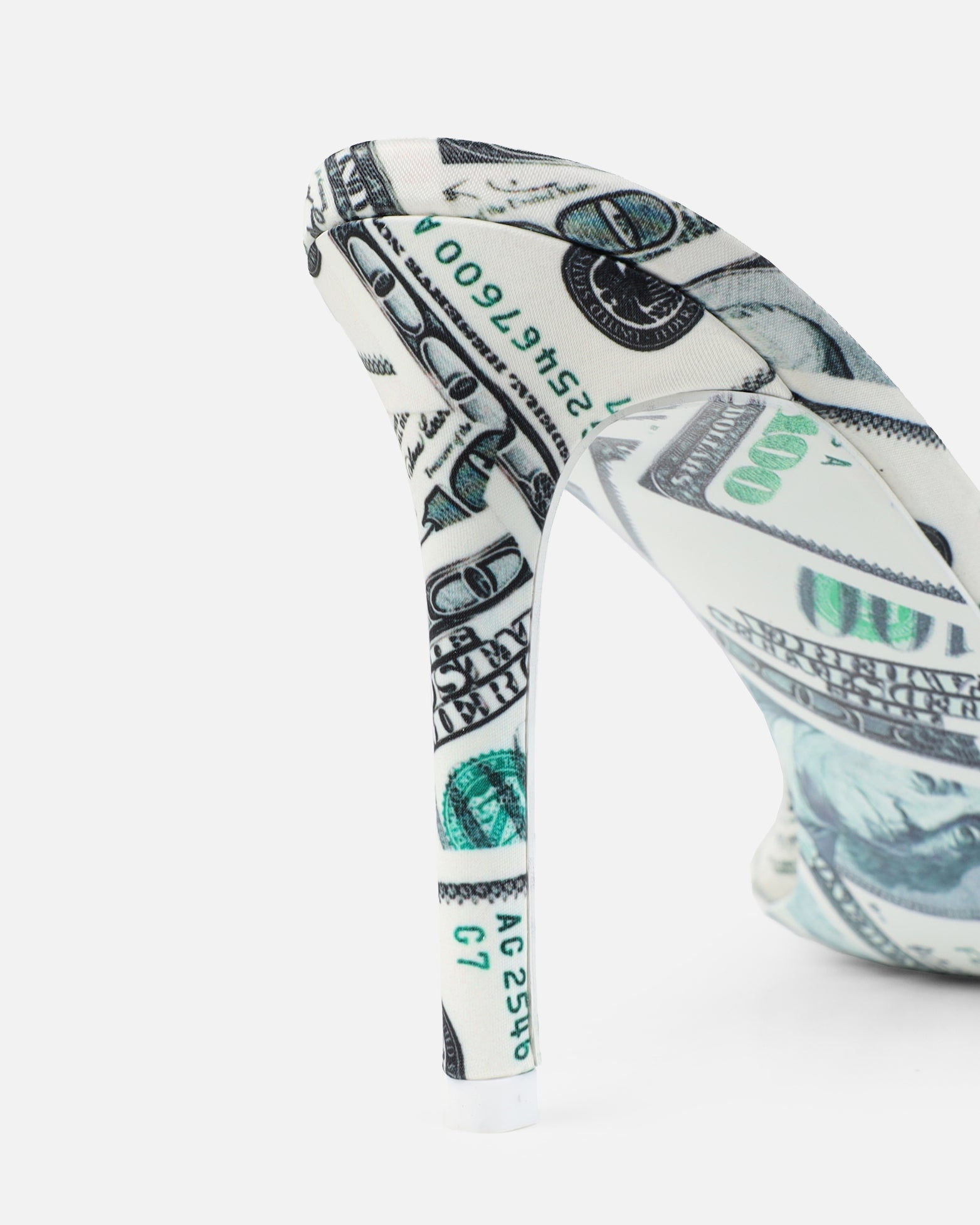 Millionaire Green Dollar Print Perspex Mule Sandals | SIMMI London