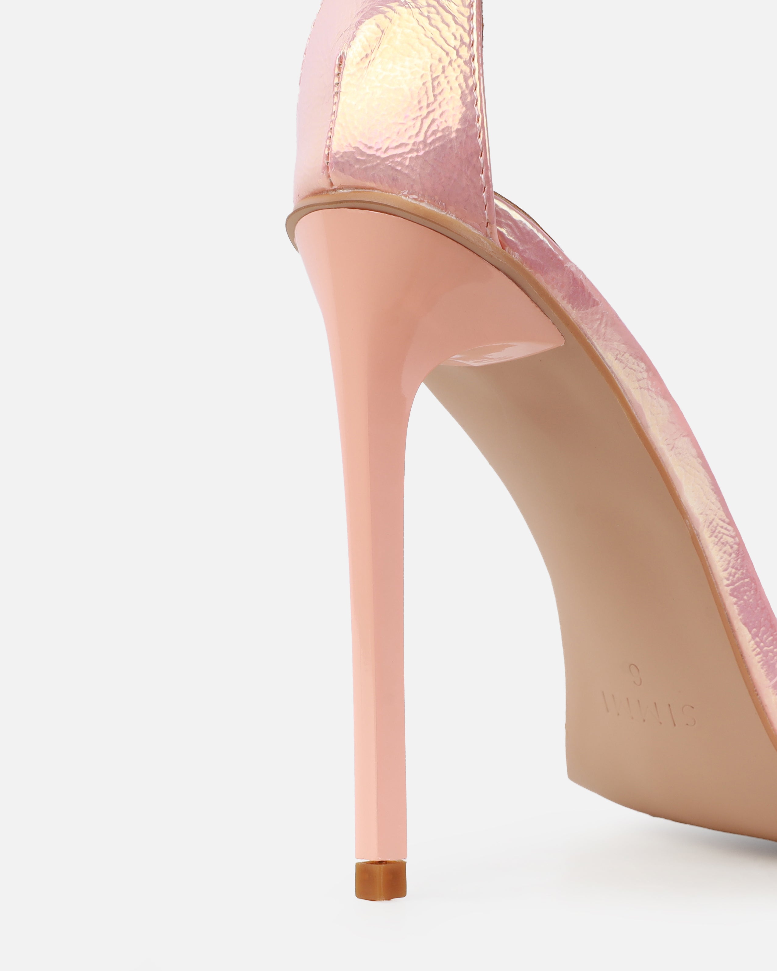 Bow pink iridescent diamante bow trim heels | SIMMI London