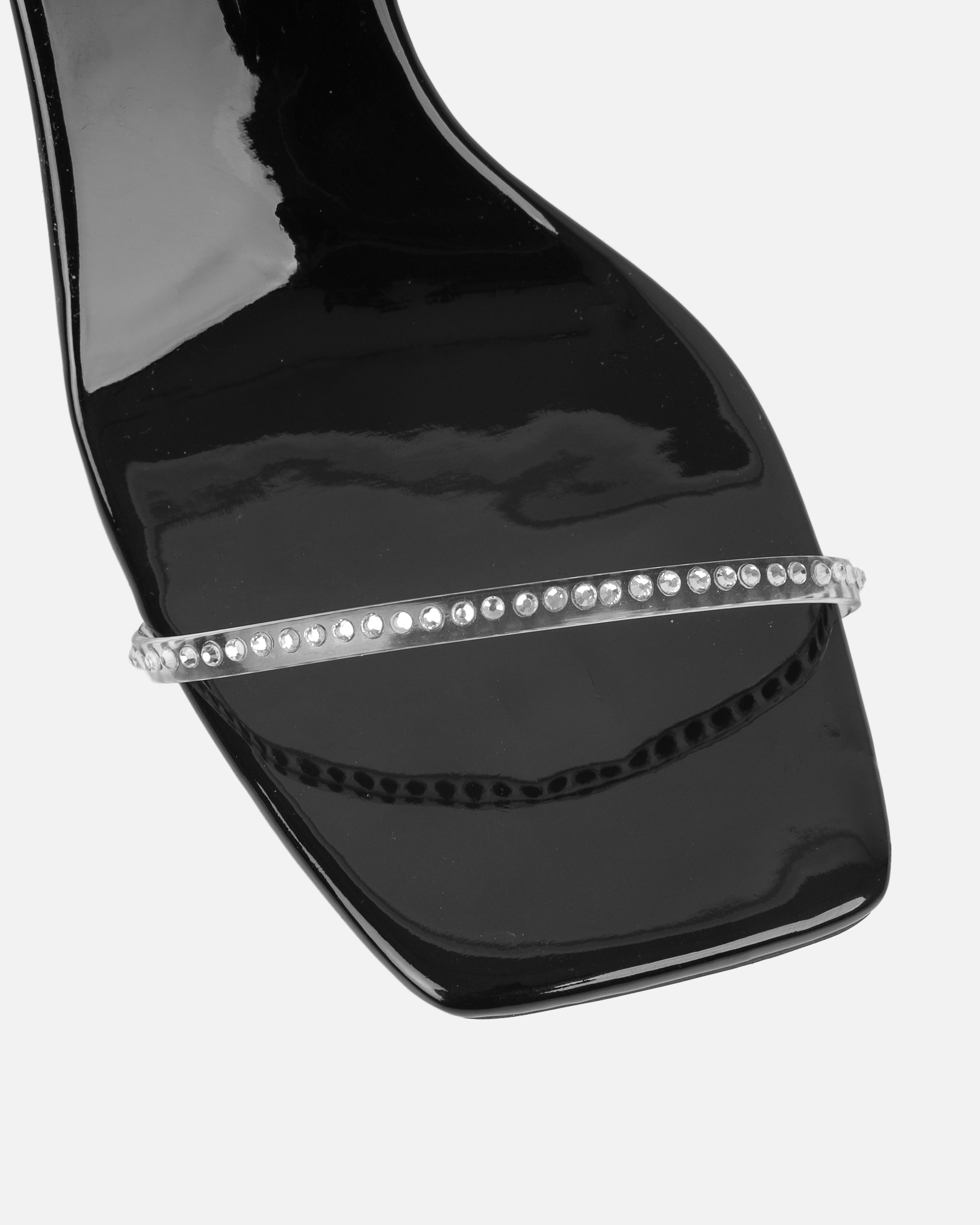 Mimi Black Dlear Diamante Low Heeled Sandals | SIMMI London