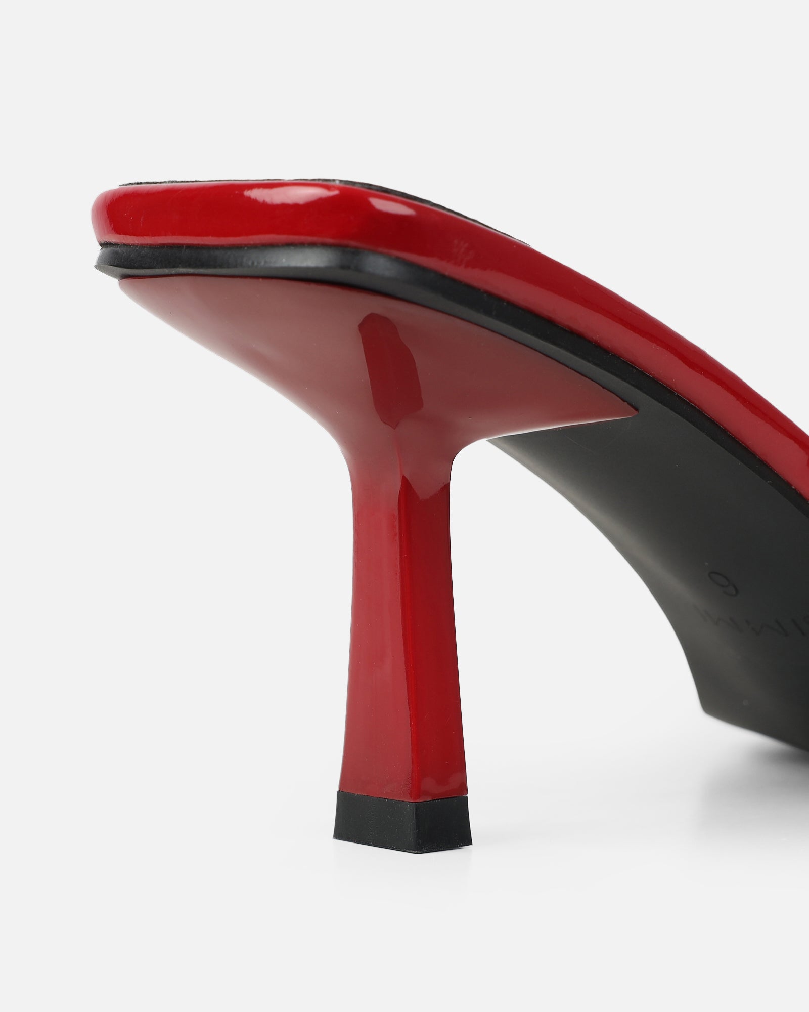 Bexley Dark Red Strap Detail Heeled Mules | SIMMI London