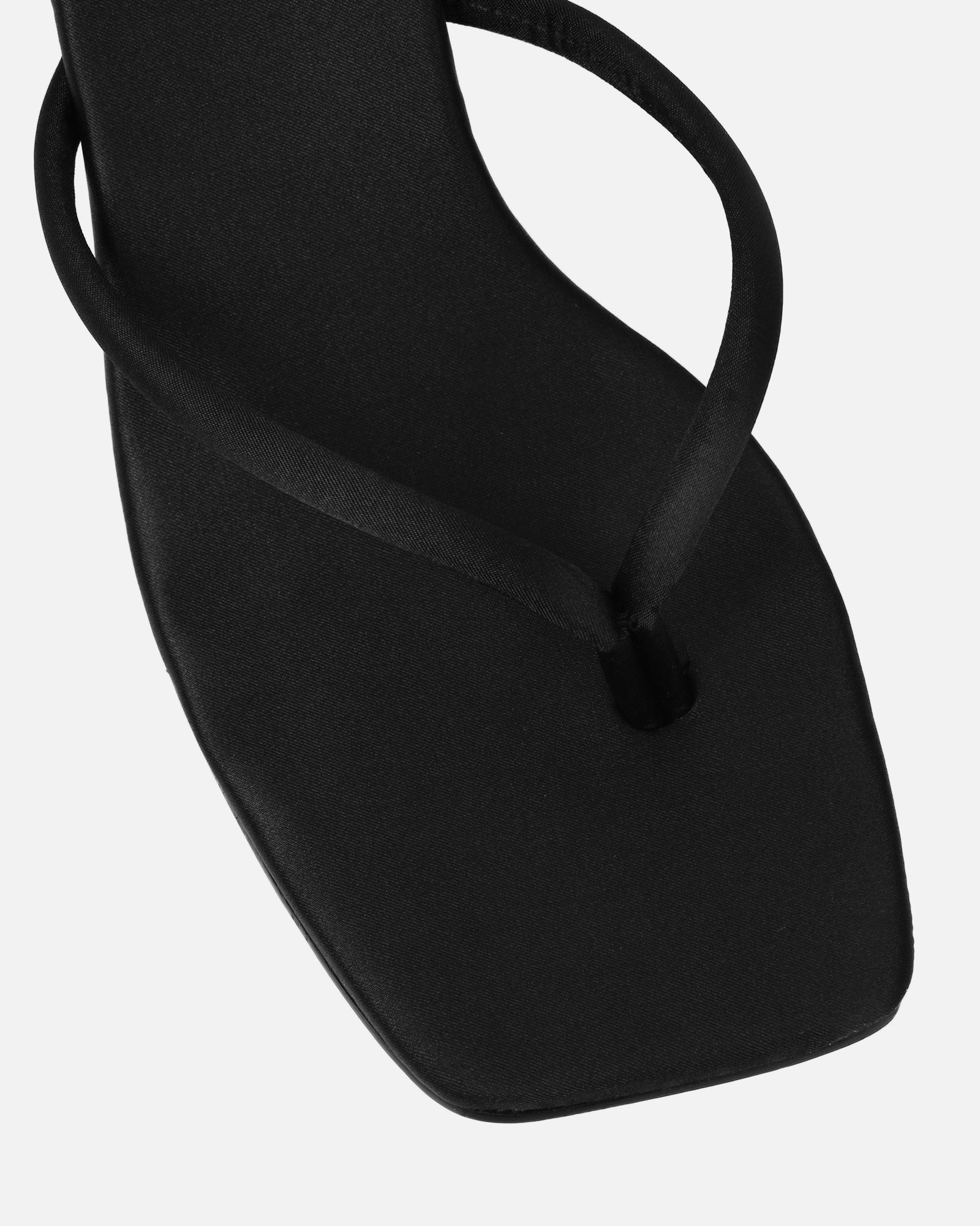 Melba Black Satin Padded Toe Thong Sandals | SIMMI London