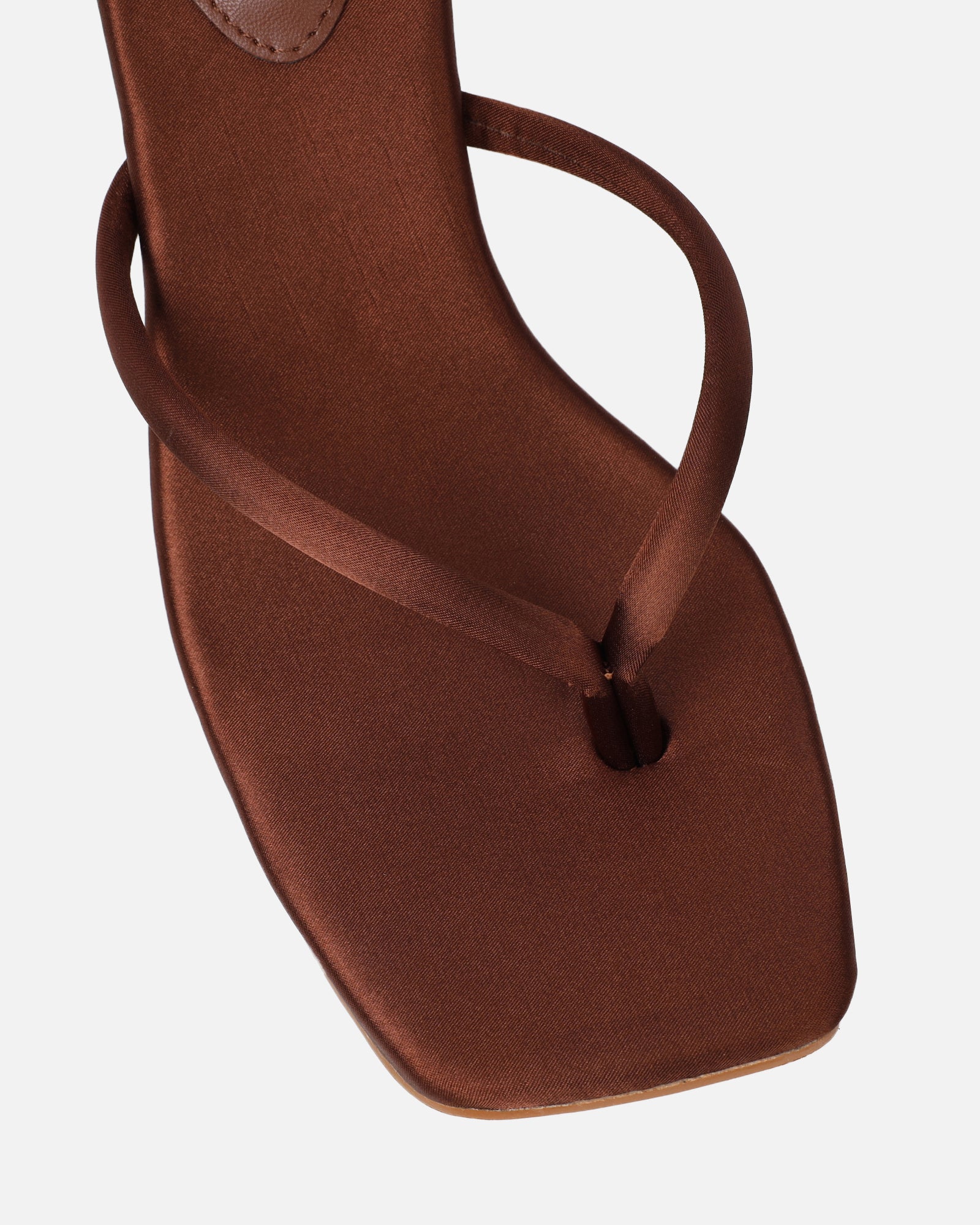 Melba Chocolate Brown Satin Toe Thong Sandals | SIMMI London