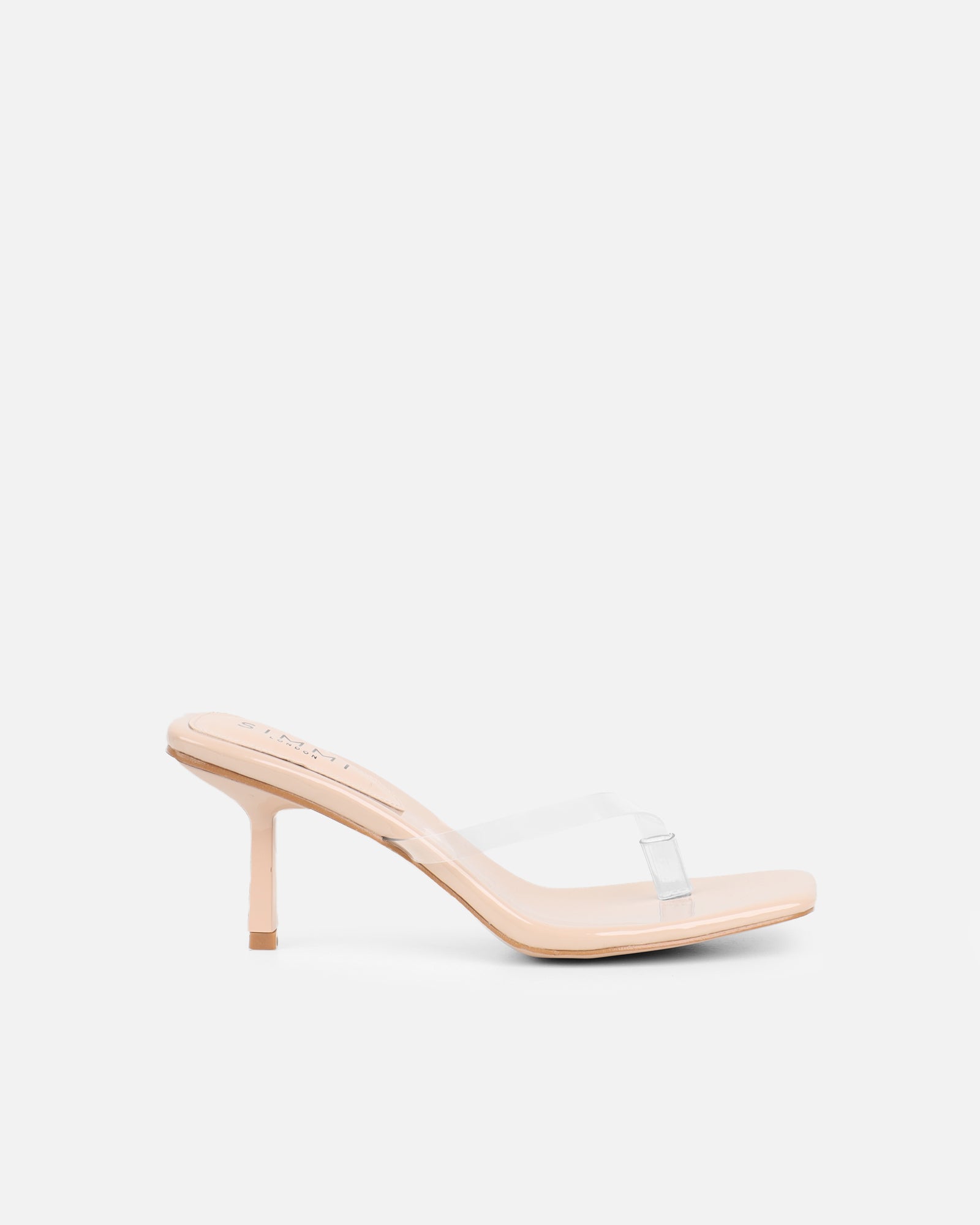 Melba Nude Patent Clear Toe Thong Sandals | SIMMI London