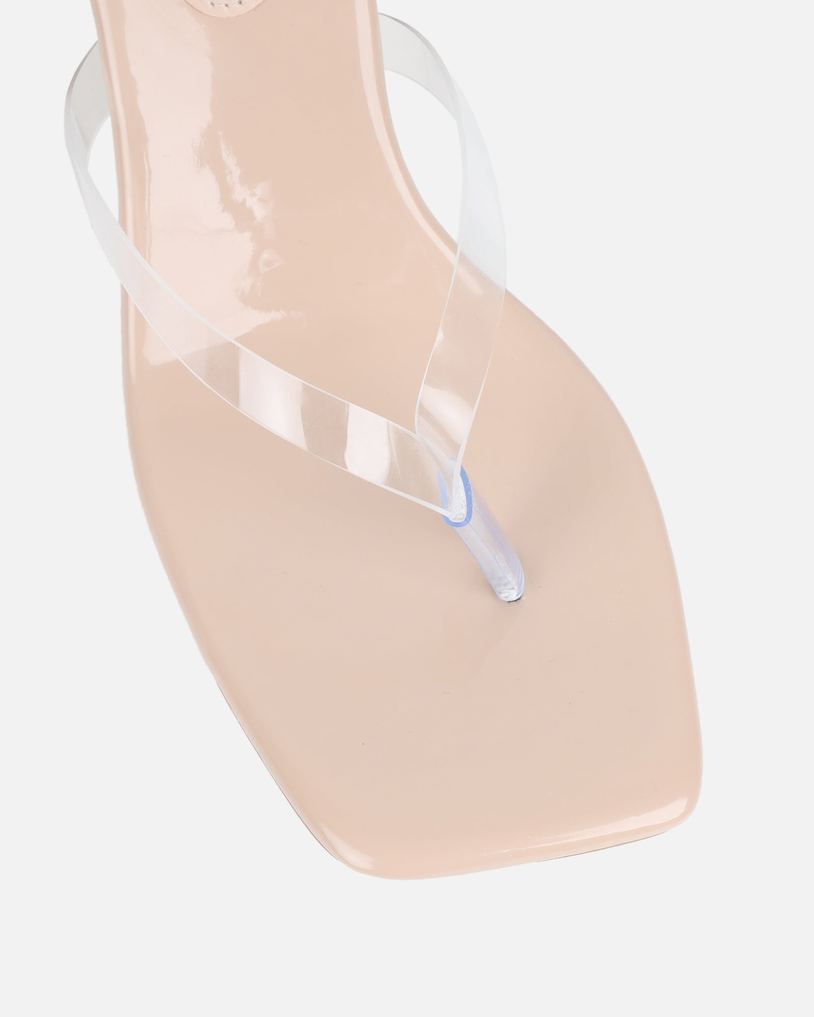 Melba Nude Patent Clear Toe Thong Sandals | SIMMI London