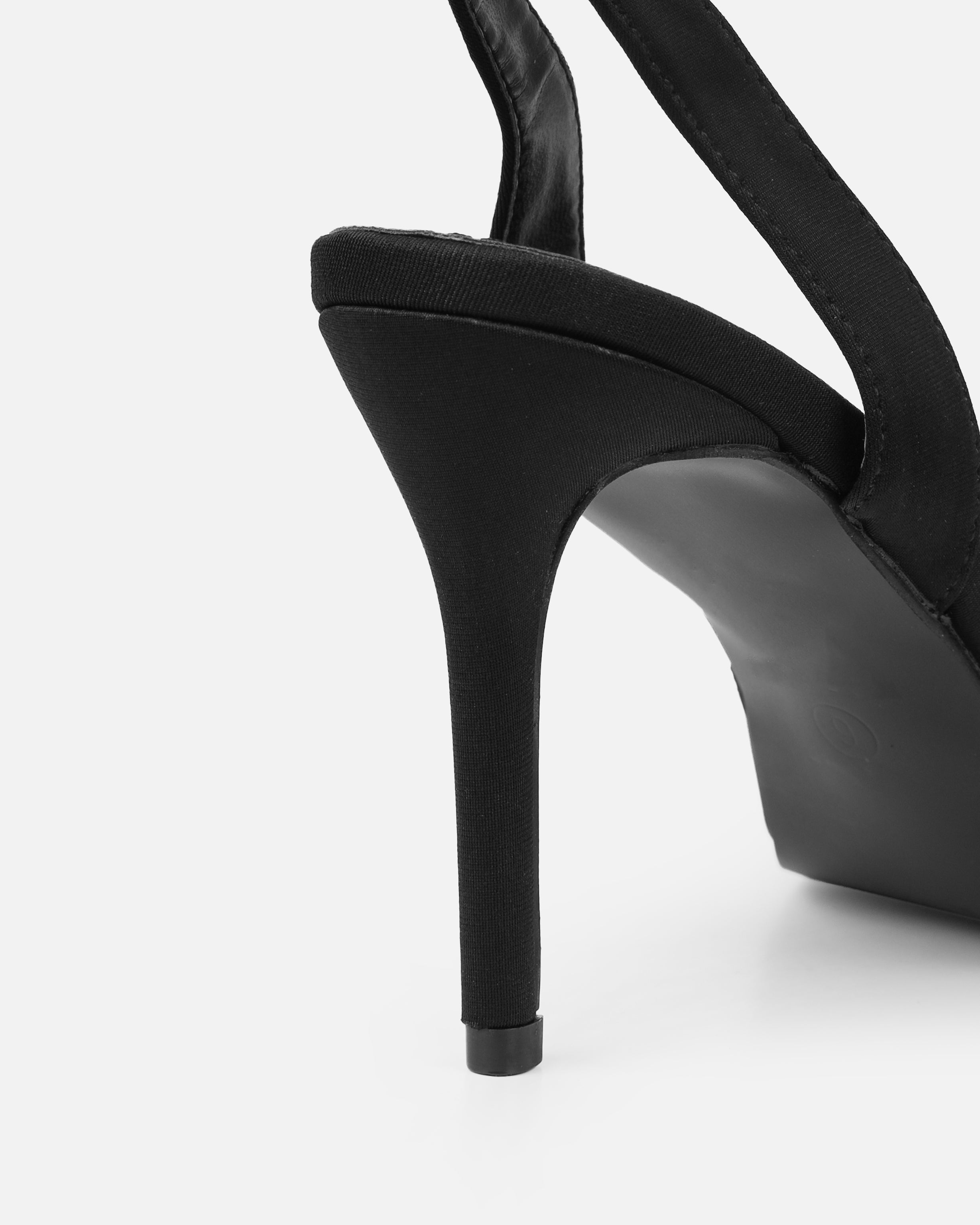 Mitra Black Lycra Slingback Mid Heel Courts | SIMMI London